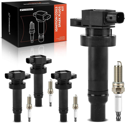 A-Premium Set of 8 Ignition Coil Pack and Iridium Spark Plugs Compatible with Kia Soul 2010-2011, 1.6L, Replace# 273012B010