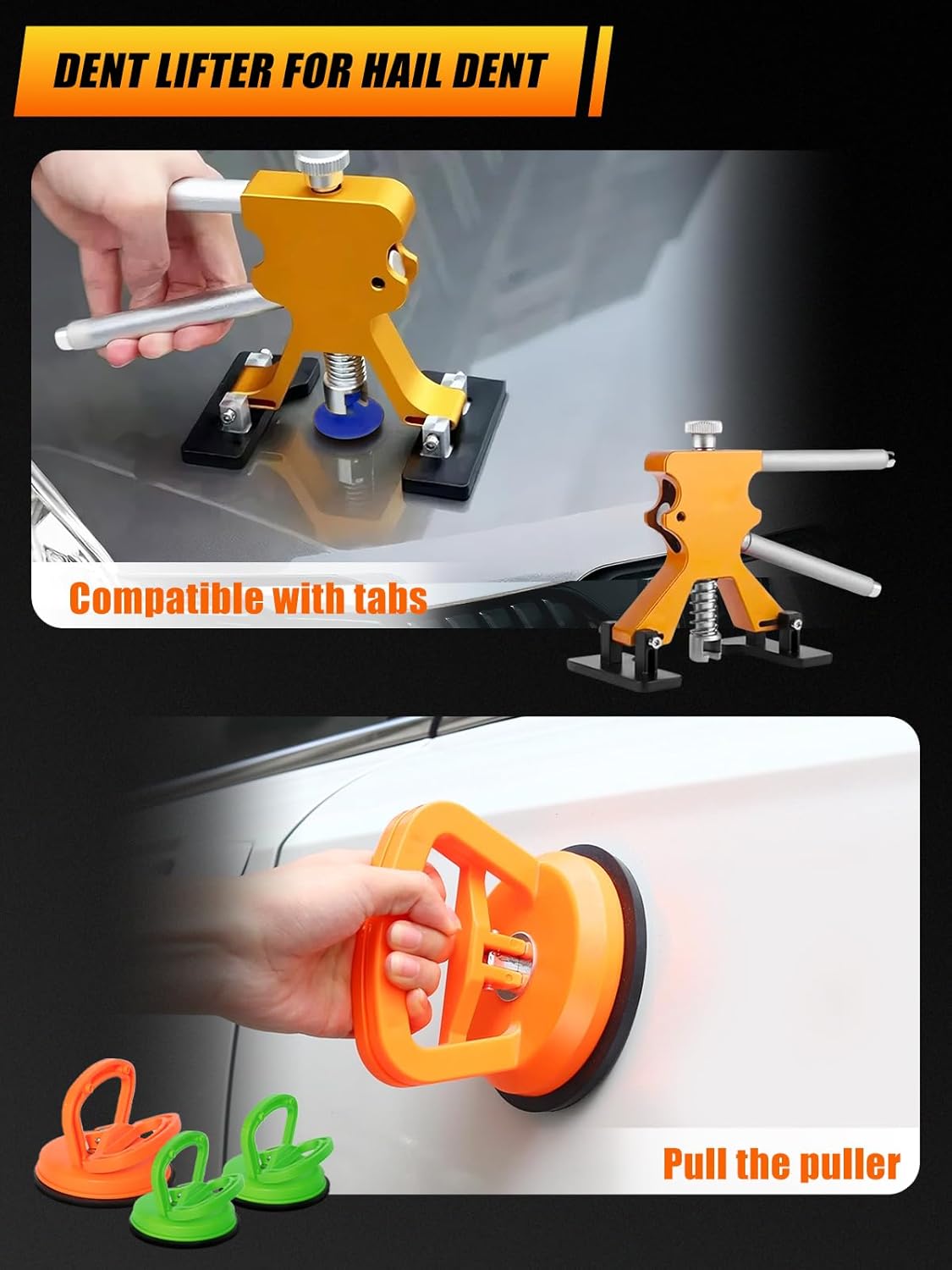 150 Pcs Paintless Dent Repair Kit, Car Dent Puller Kit, Removal Tools with Reflector Board – Dent Puller for Car Body, Big & Small Dents, Door Dings, Creases, Hail Damage