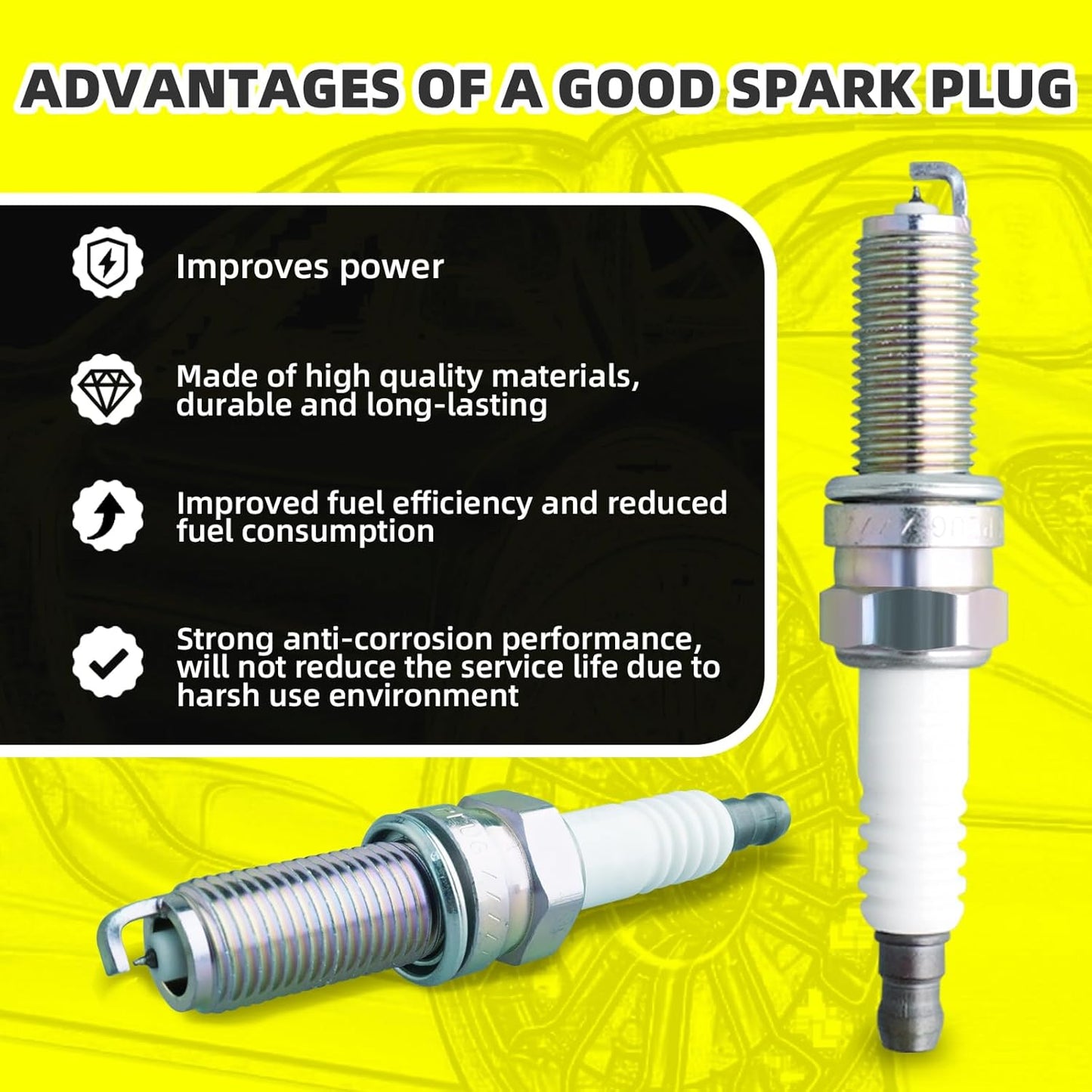 Set of 3 Ignition Coils Pack UF681 1321580003 & 3 PCS Iridium Spark Plugs Compatible with 2005-2015 Smart Fortwo 1.0L 0.8L Electric