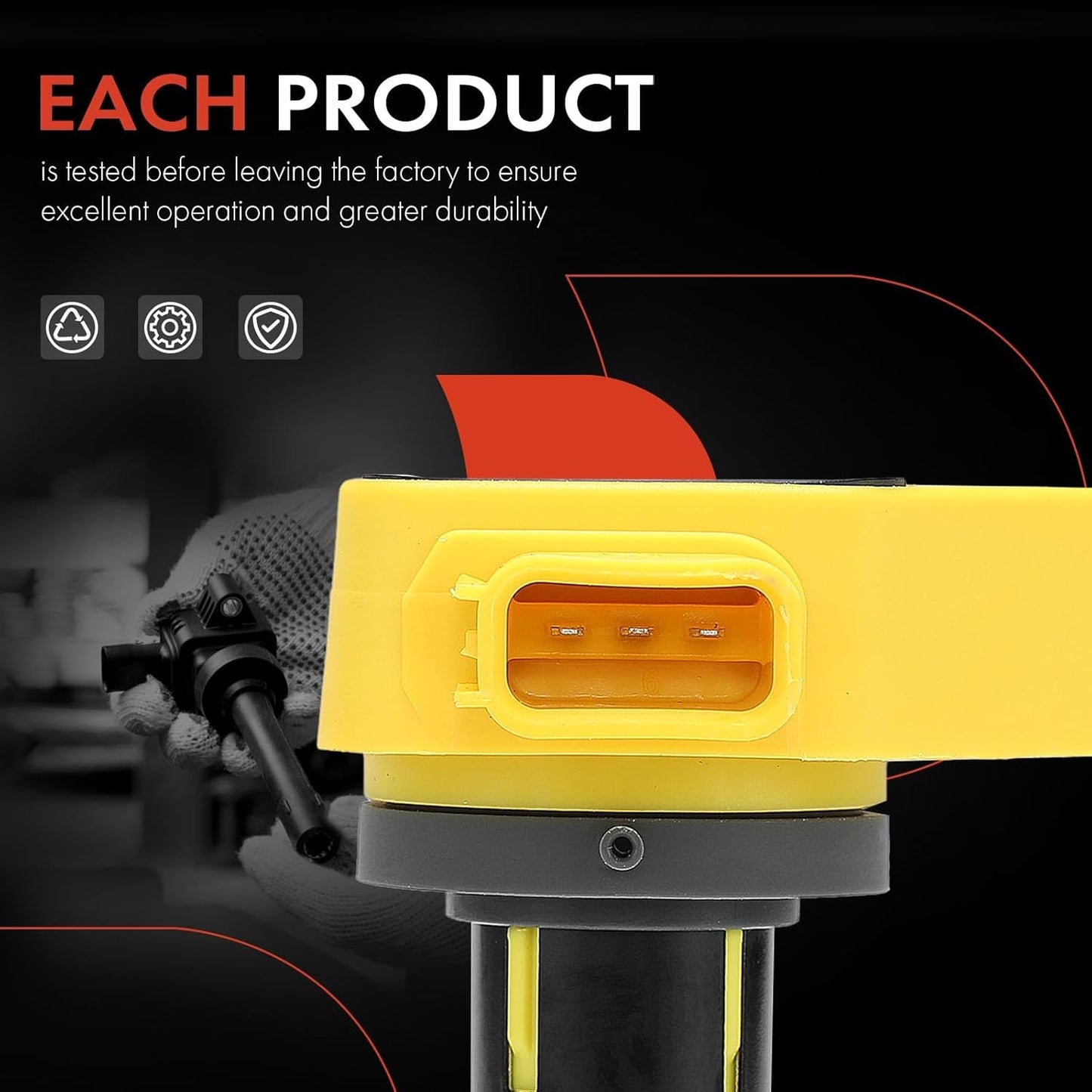A-Premium (Yellow) Engine Ignition Coil Pack Compatible with Honda Accord 2000-2003, Odyssey 1999-2010 & Acura TL 1999-2008, RL 2005-2008, CL 2001-2003, 3.0L 3.2L 3.5L, Replace# 30520RCAA01, 6-PC Set