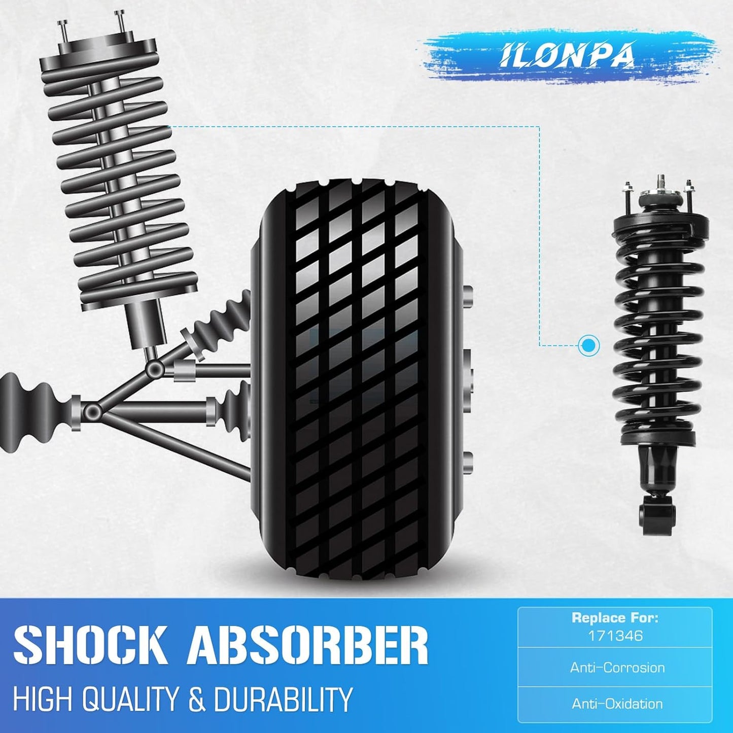 171346 Front Struts Coil Spring Compatible with 2003-2011 Ford Crown Victoria/Lincoln Town Car Sedan/Mercury Grand Marquis, Shock Absorbers - [w/o Taxi & Police Package, w/o Commercial Chassis]