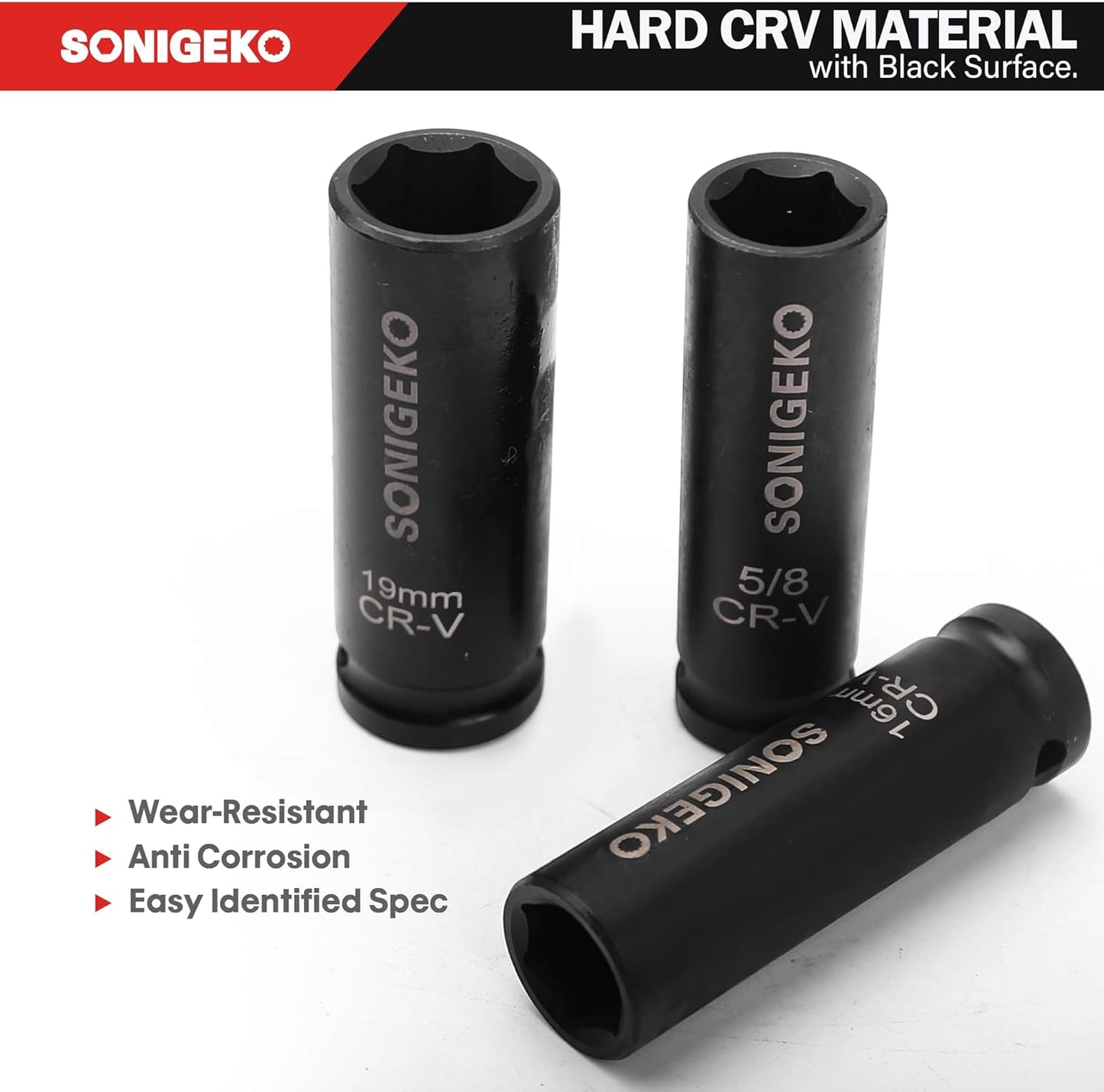 29-Piece 1/2" Drive Impact Socket Set - 6 Point Deep SAE & Metric CR-V Steel Sockets with 3", 5", 10" Extension Bar
