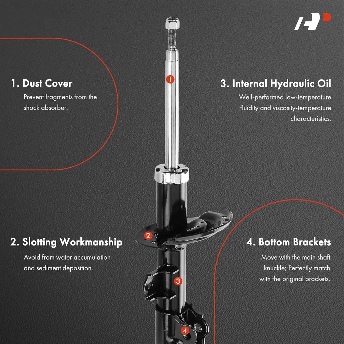 A-Premium Front Shock Absorber Compatible with Hyundai Accent 2012-2017 & Kia Rio 2012-2017, 2-PC Set