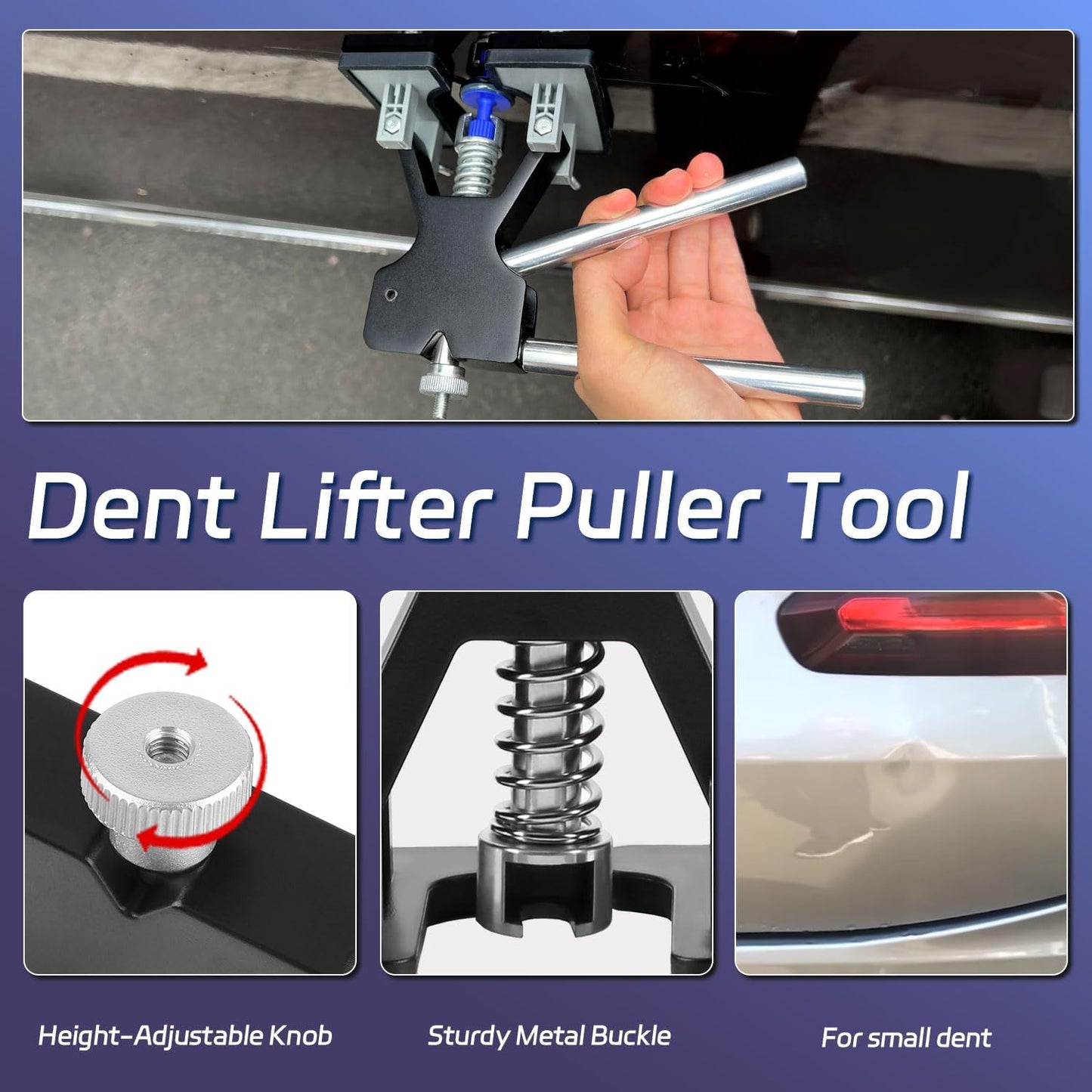 VEXTRO Dent Puller Kit, Paintless Dent Repair Tools with Dent Lifter, Bridge Puller, Slide Hammer T-Bar, PDR Car Dent Removal Kit with Glue Gun and Tabs for Auto Body Hail Damage