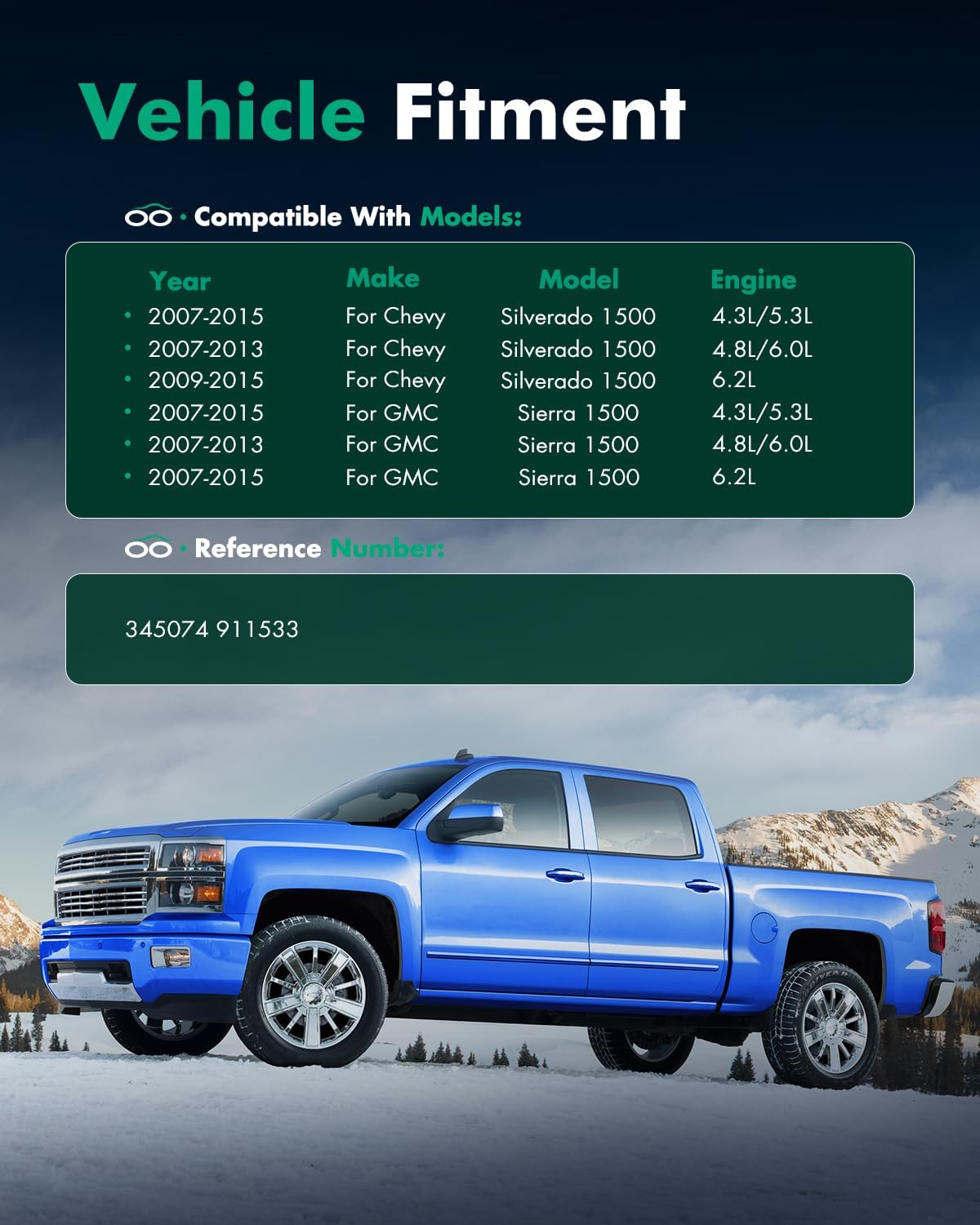 SCITOO Rear Shocks Set of 2 for Silverado 1500, Shocks Absorbers and Struts Fits 07 08 09 10 11 12 13 14 15 for Chevy Silverado 1500,07 08 09 10 11 12 13 14 15 for GMC Sierra 1500 Amortiguadores