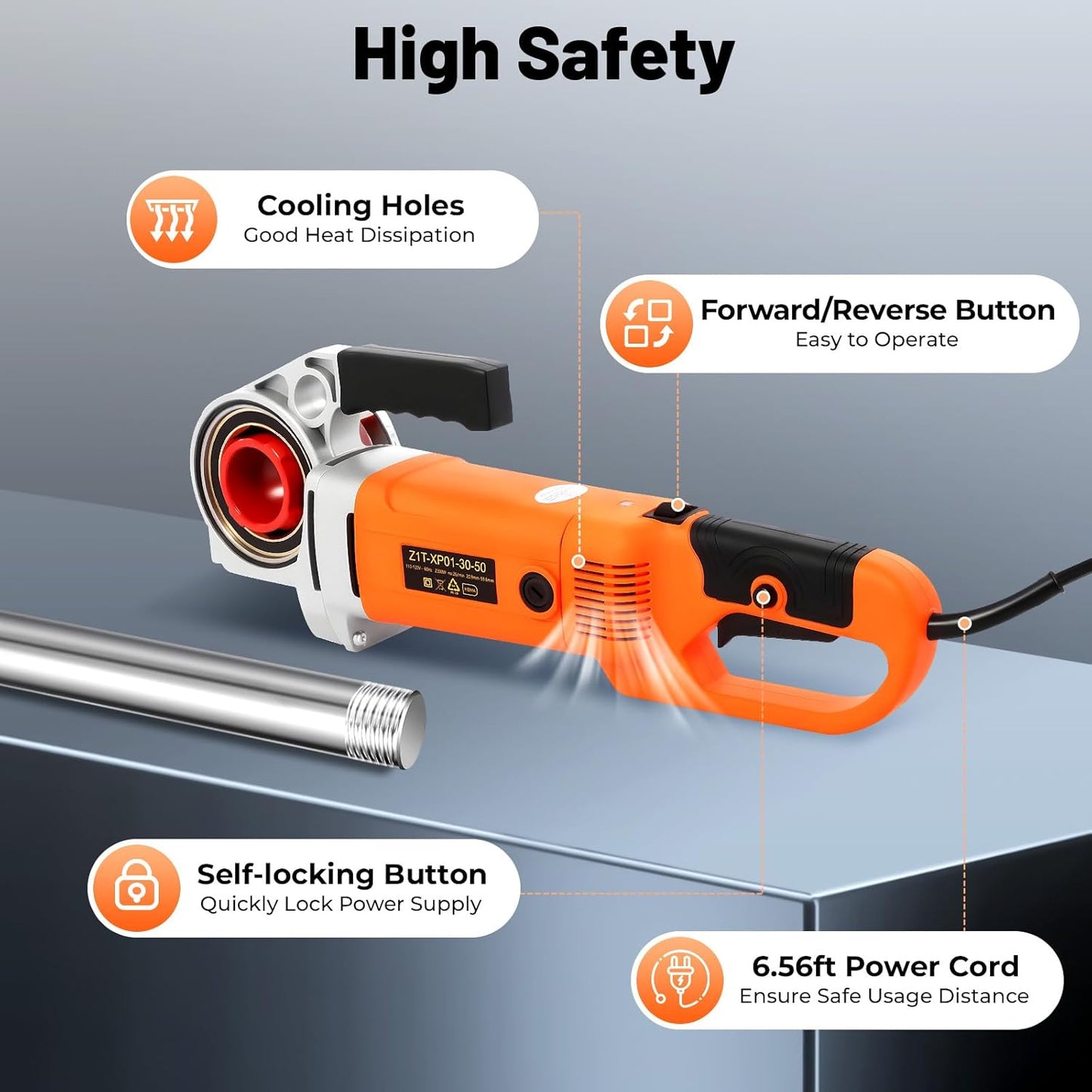 YIYIBYUS Electric Pipe Threading Tool, 2300W Pipe Threader Machine with 6 Dies 1/2"-2", Pipe Cutter Kit with Storage Box for Cutting Threads of Galvanized | Iron | PP | Aluminum | Steel Plastic Pipes