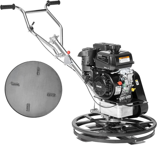 VEVOR Power Trowel, 24” Walk-Behind Cement Trowel with Float Pan, 6HP Gas-Powered Smooth Concrete Surface Finisher, Heavy Duty Commercial Screed Concrete Cement with Finishing Blade
