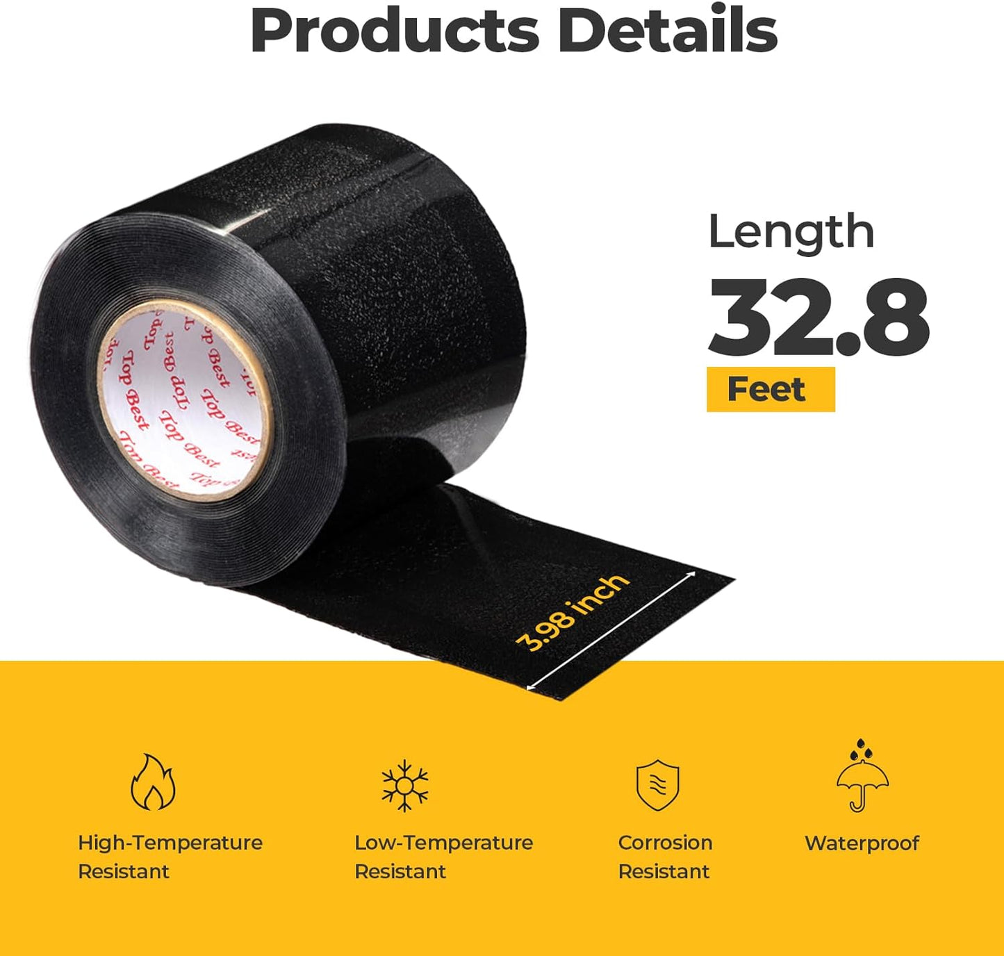 BougeRV Flexible Solar Panel Waterproof Butyl Rubber Tape, for Yuma CIGS Thin-Film Flexible Solar Panel, 3.98''Width x 32.8 Feet Length