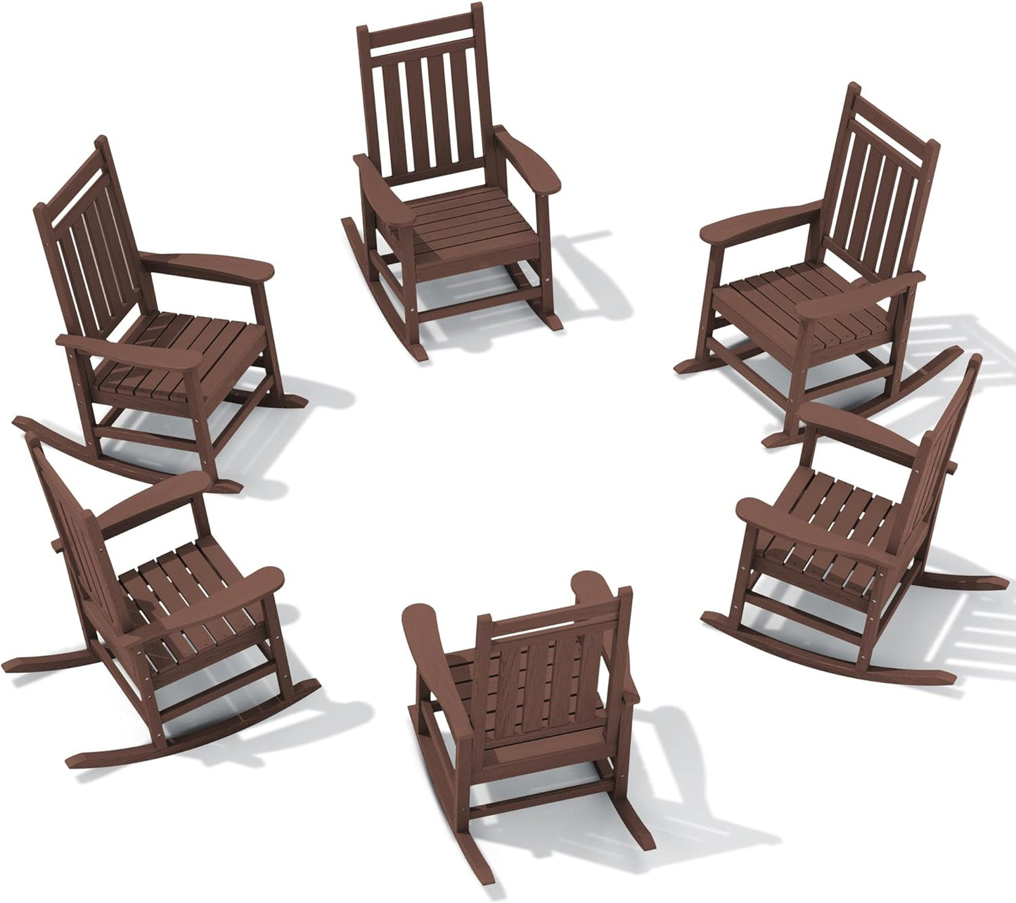 SERWALL Oversized Outdoor Rocking Chair Set of 4, HDPE Rocker for Adults, Patio Rocking Chairs for Porch, Black