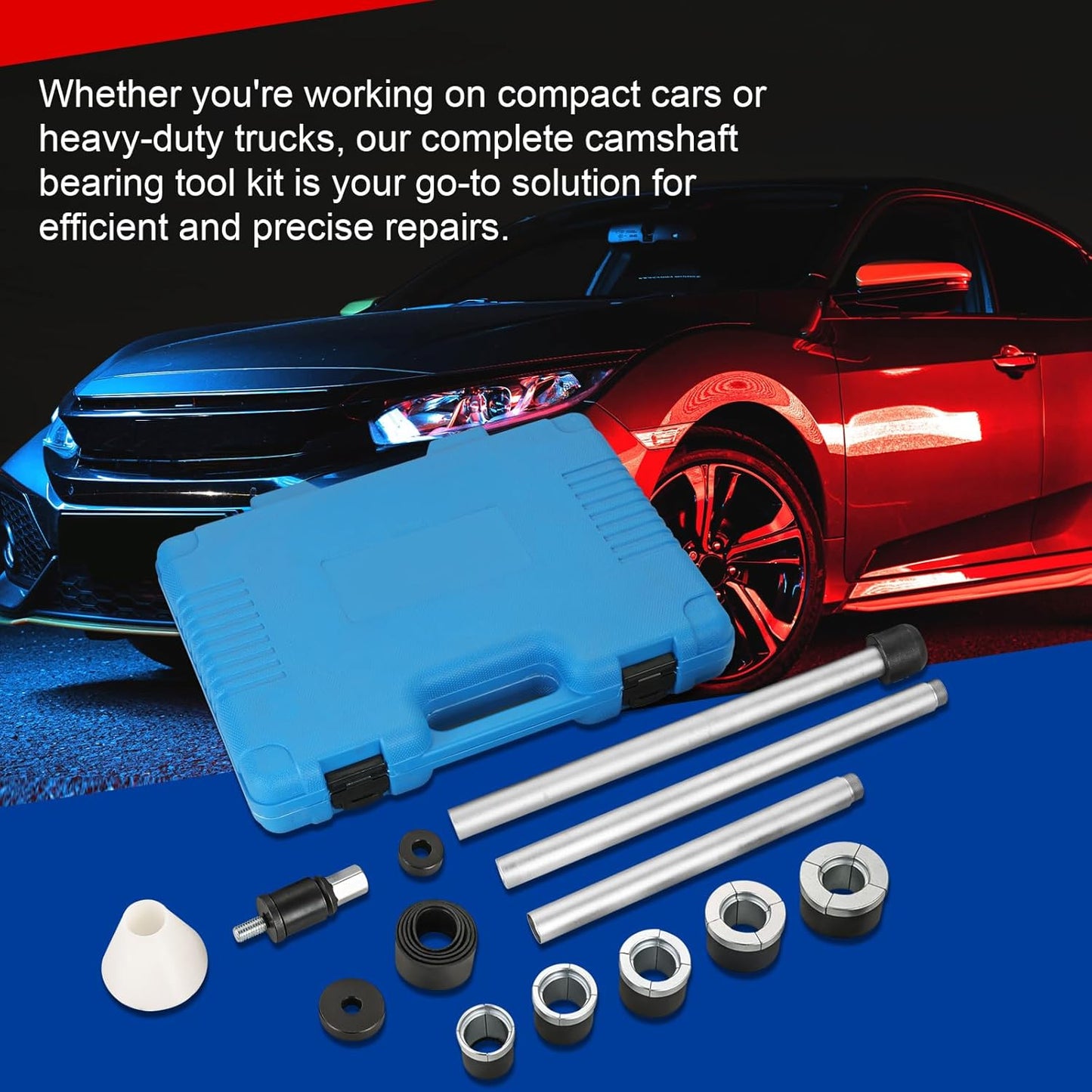 Cam Bearing Removal and Installation Tool Set, Camshaft Bearing Ranging from 1-1/8" to 2-2/3" for Most Domestic and Import Vehicle Trucks, Bearing Installation Tool