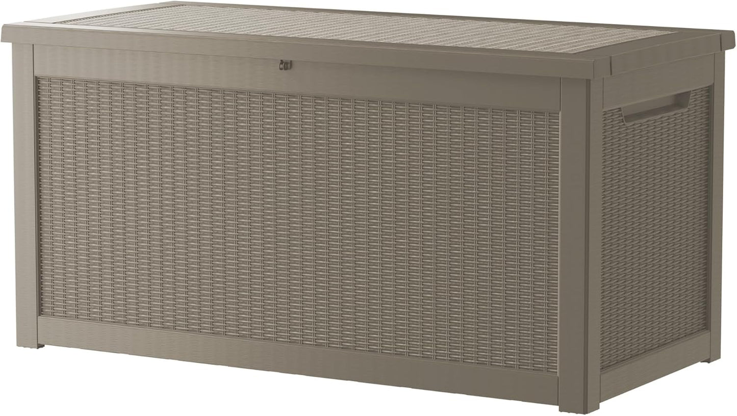 320 Gallon Outdoor Storage Box Waterproof Lockable Resin Deck Box Large, Patio Storage Bin for Pool Accessories Cushion Furniture, Garden Tools, UV-Resistant Outside Delivery Black