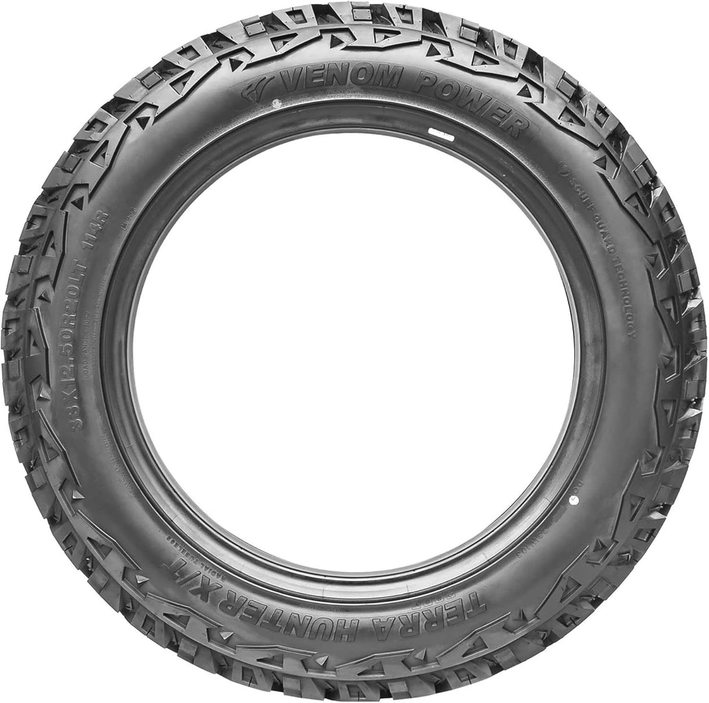 Set of 4 (FOUR) Venom Power Terra Hunter X/T XT All-Terrain Mud Light Truck Radial Tires-37X13.50R22LT 37X13.50X22 37X13.50-22 128Q Load Range F LRF 12-Ply BSW Black Side Wall