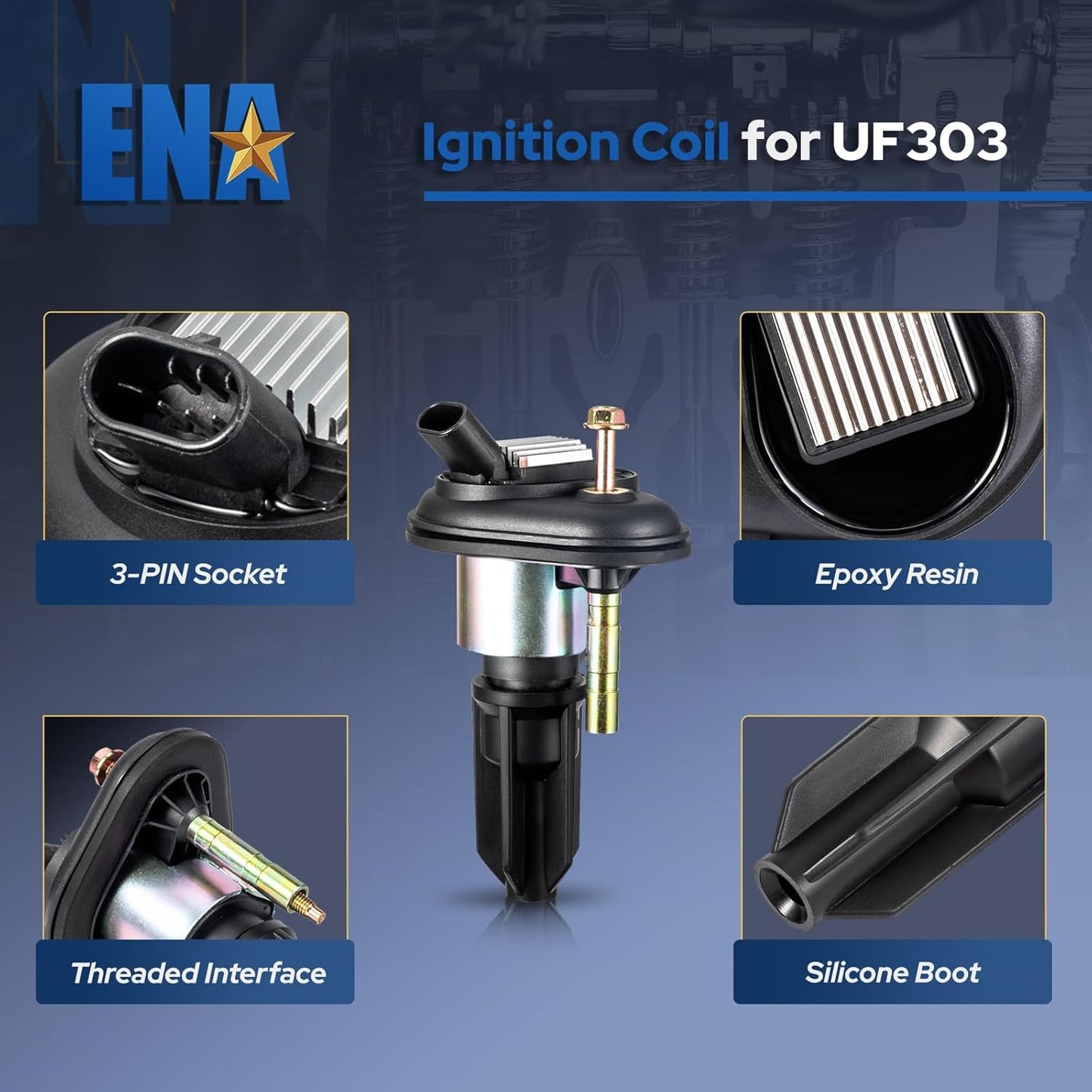 Set of 6 Ignition Coil Pack and Spark Plugs Iridium Compatible with 2002 2003 2004 2005 Chevy Trailblazer GMC Envoy Ascender Bravada Buick Rainier 9-7X 4.2L L6 Spark Plug Coils Replaces# UF303 41103