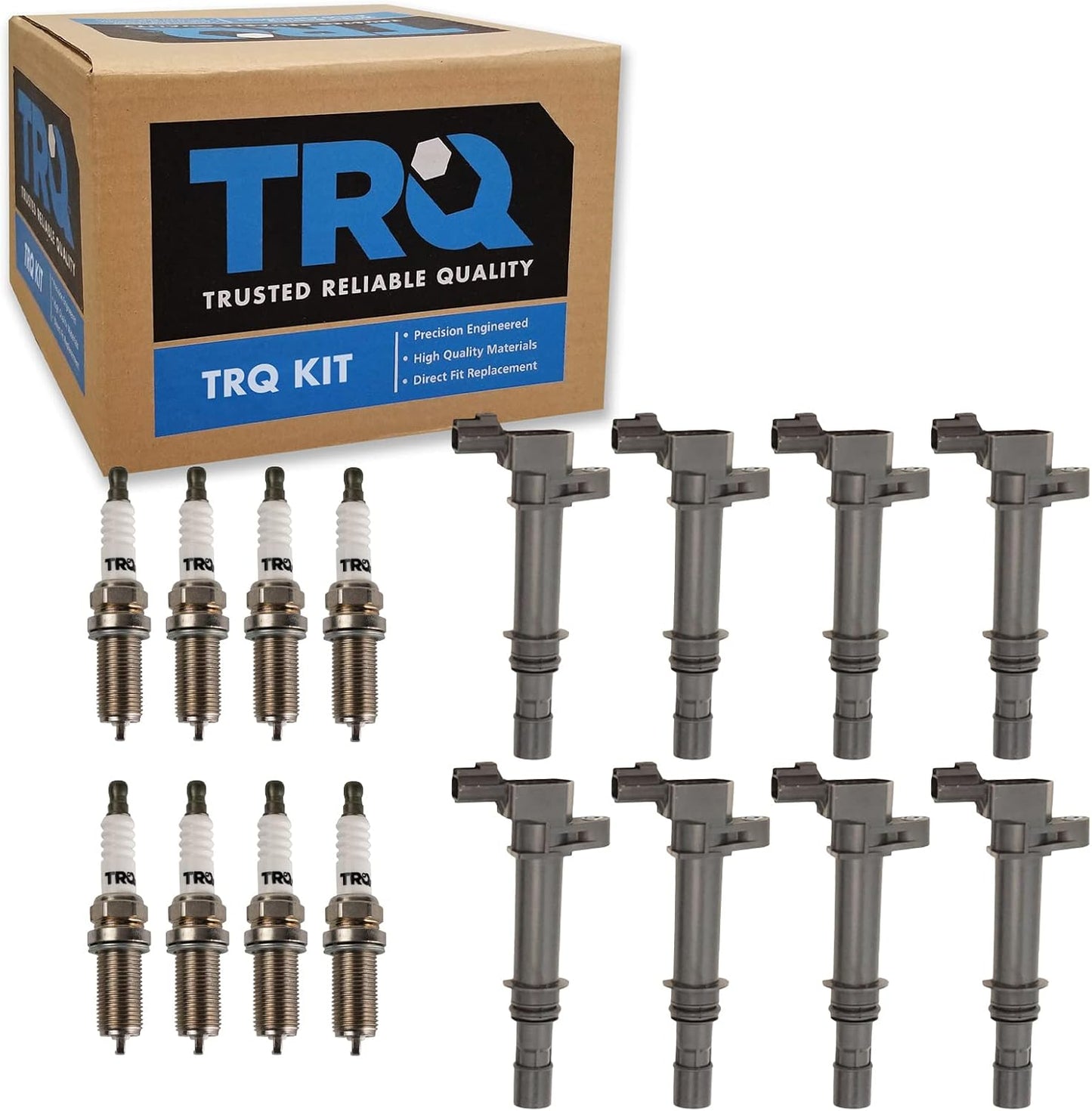 TRQ Ignition Kit Ignition Coil Set Spark Plugs Compatible with 2007-2011 Hyundai Accent 2009-2011 Kia Rio Rio5