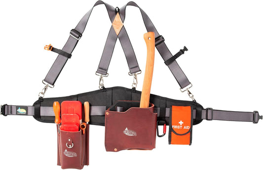 Weaver Arborist Leather Logging Belt Kit, Latigo Leather Tool Belt with Suspenders, Arborist Accessory, Women and Men’s Tool Belt for Waist sizes 30”-52"