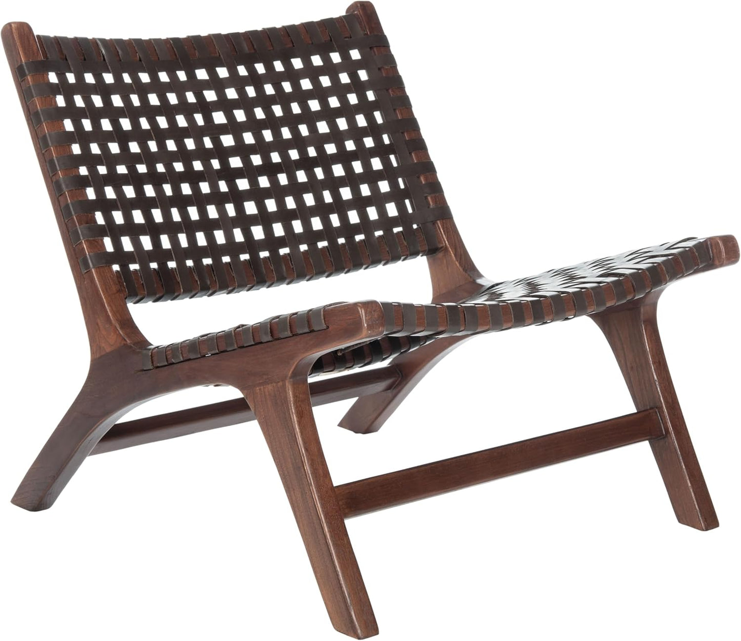 Safavieh Home Luna Natural and White Leather Woven Accent Chair