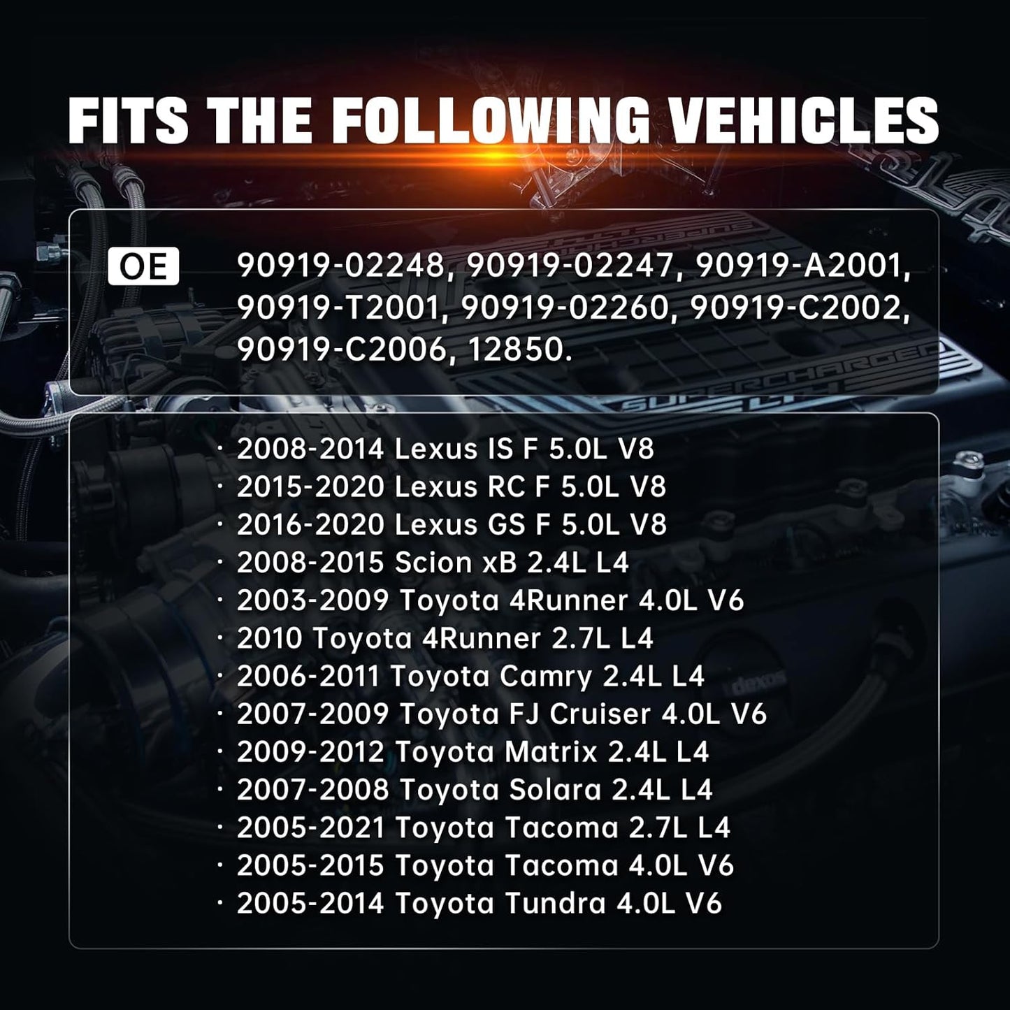 Set of 4 Ignition Coil Pack Compatible with 4.0 5.0 V6 V8 Toyota Tacoma 4Runner Tundra FJ Cruiser Scion xB 2005 2006 2007 2008 2009 2010 2011 2012 2013 2014 2015 Coil Packs Replaces 90919-02248