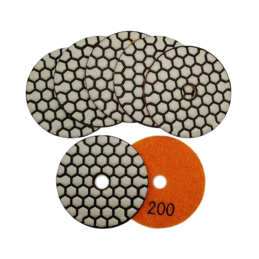 SHDIATOOL 5 Inch Dry Diamond polishing Pads Grit 50 for Granite Marble Quartz(7-Pack)