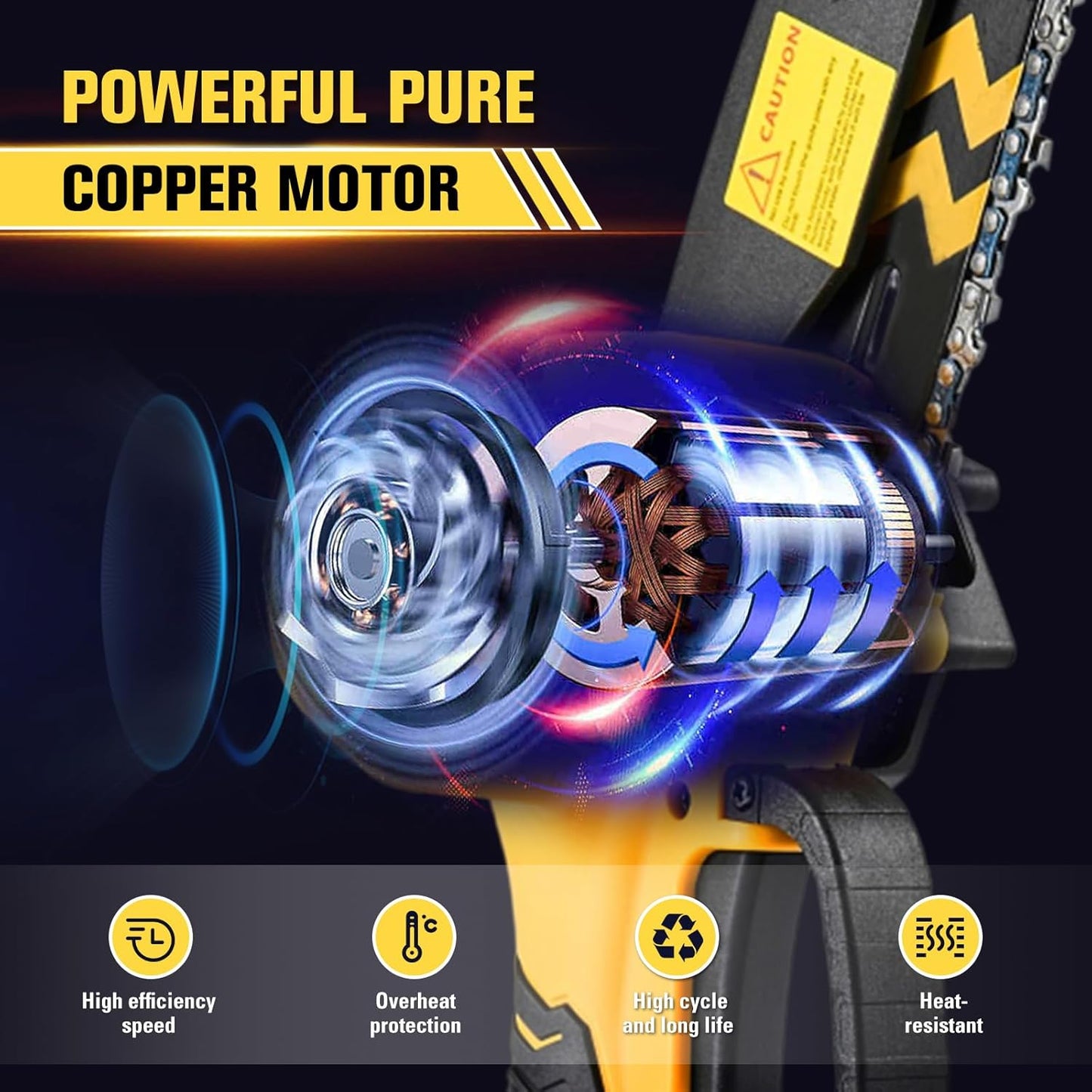 Saker Mini Chainsaw Cordless 6-Inch-Switch Security Lock-Cordless Power Chain Saws-Handheld Small Chainsaw for Cutting Wood Trimming and Woodworking- Mini Chain Saw Cordless with 2 Batteries