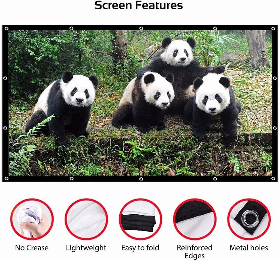 Screens for Projector Portable,60 100 120 inch 16:9,Polyester Outdoor Movie Screen for Travel Home Theater DLP Projektor (Size : 150 inch)