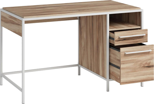 Sauder Nova Loft Home Office Desk with Drawers, Kiln Acacia