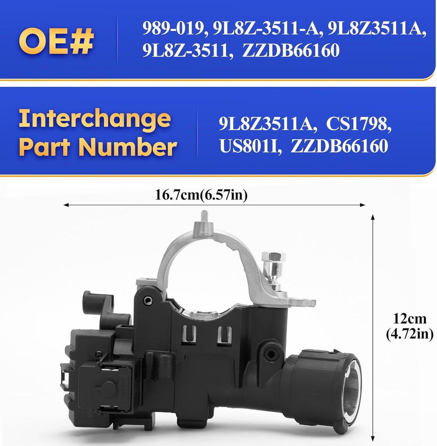 989-019 Ignition Lock Housing with Anti-theft Bolt for 2008-2011 Ford Focus,2008-2012 Ford Escape, 2008-2011 Mazda Tribute, 2008-2010 Mercury Mariner 9L8Z-3511-A