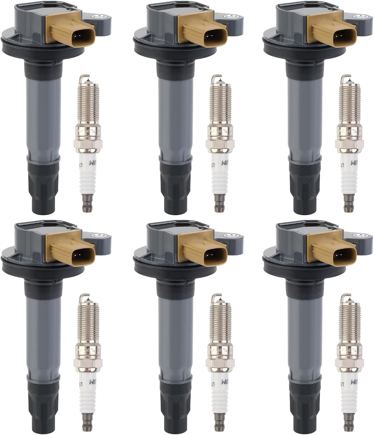 Set of 6 Ignition Coils Pack UF569 and Iridium Spark Plug 90117 compatible with GMC Acadia Canyon Terrain Chevy Caprice Colorado Equinox Malibu Cadillac ATS CTS Buick Pontiac Saturn Suzuki