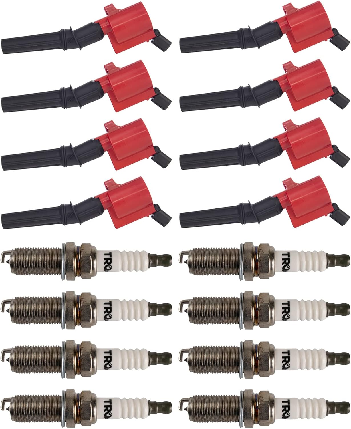 TRQ Ignition Kit Ignition Coil Spark Plugs Compatible with 92-01 Ford 91-97 Lincoln Mercury