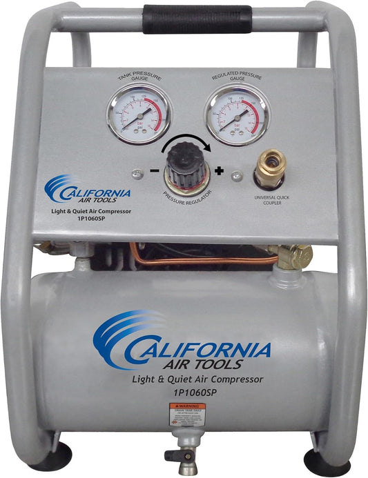 California Air Tools CAT-1P1060SP Light & Quiet Portable Air Compressor, Lightweight, Ultra Quiet, Oil-Free, 1 Gallon Steel Tank, .6 HP, 56 dBA Noise Level