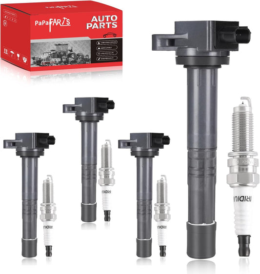 UF602 Ignition Coil Pack and Spark Plugs Compatible with Honda Accord Civic CR-V Crosstour for Acura ILX 2.4L L4 Set of 4