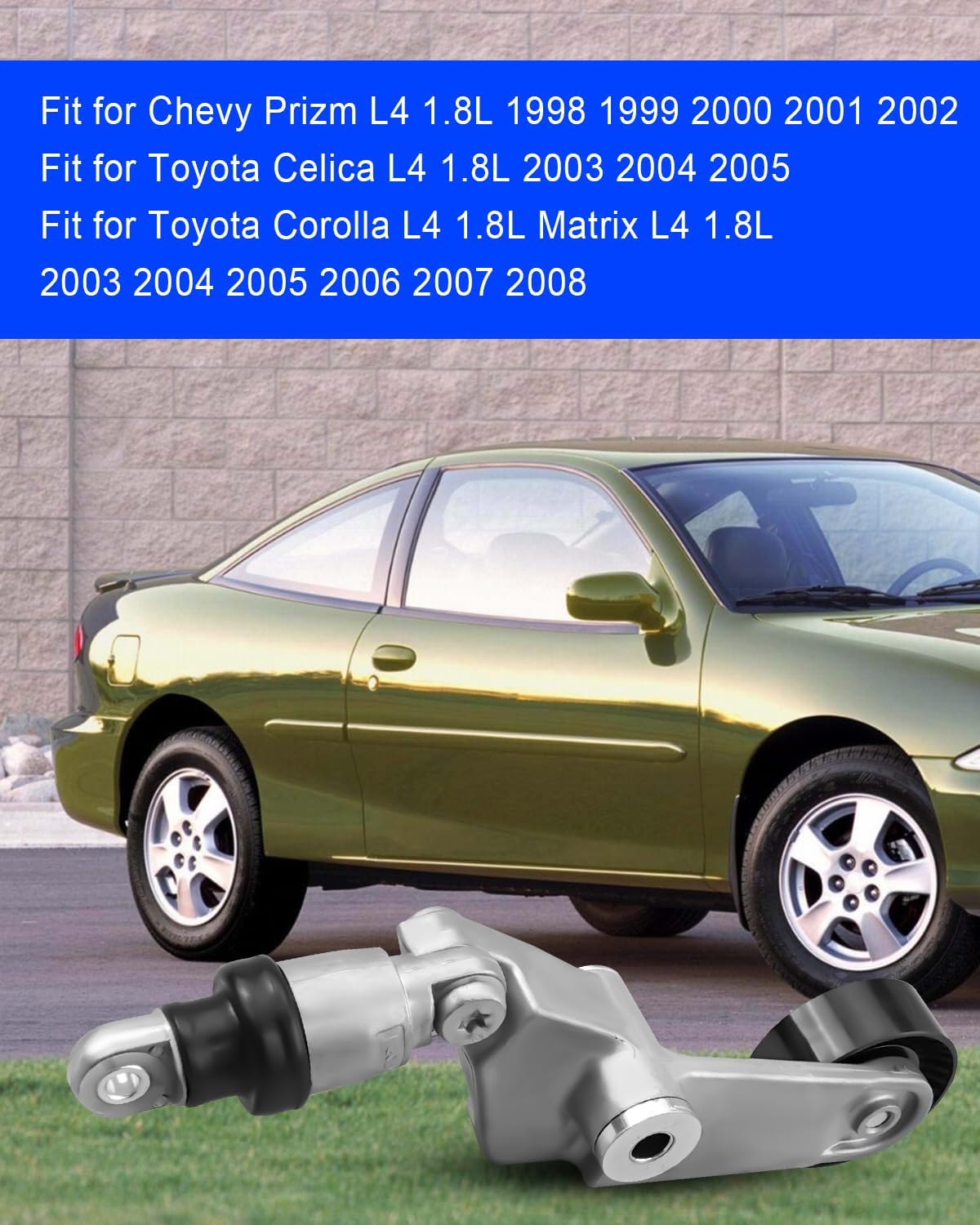 Serpentine Drive Belt Tensioner Kit Fit for Chevy Prizm Toyota Celica Corolla Matrix L4 1.8L 1998-2008, Belt Tensioner and Drive Belt Assembly Replace 38286 6PK1880 49346 89356 6PK1880 K060739