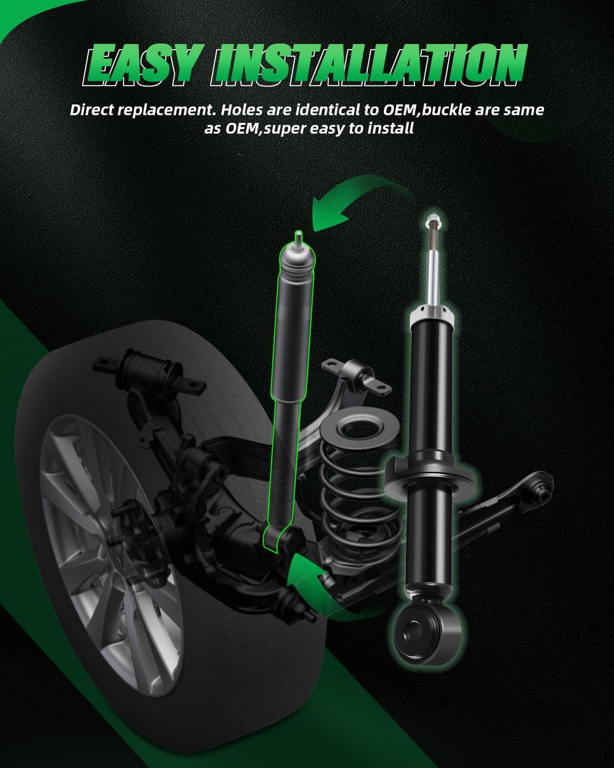 SCITOO Full Set Shocks for Expedition, Shocks Absorbers and Struts Fits 2007 2008 2009 2010 2011 2012 2013 for Ford Expedition,2007-2014 for Lincoln Navigator Amortiguadores