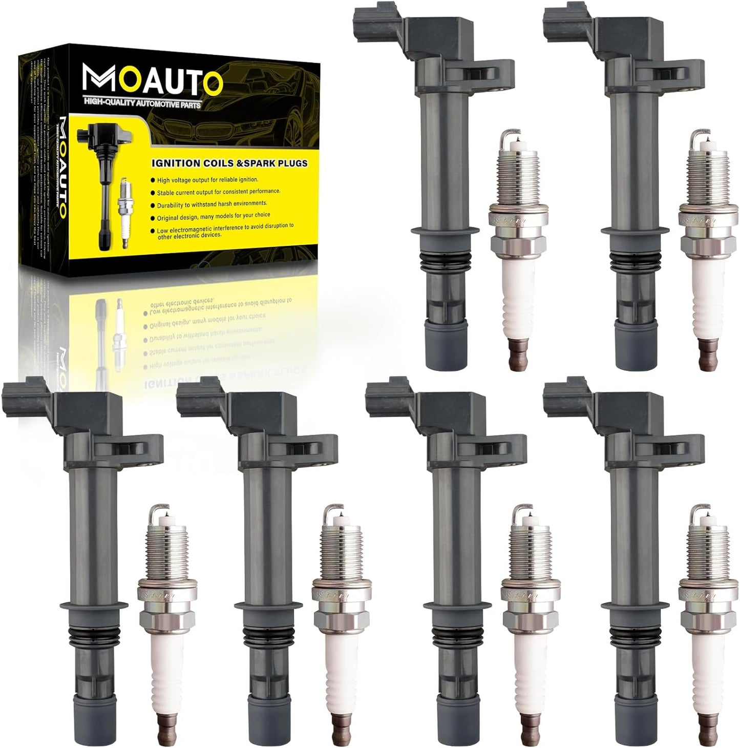 Set of 4 Ignition Coils Pack 4M5Z-12029-B DG507 & 4 PCS Iridium Spark Plugs Compatible with Ford Fusion Escape C-Max Transit Connect Lincoln MKZ Mercury Mariner Milan - 2.5L 2.0L L4