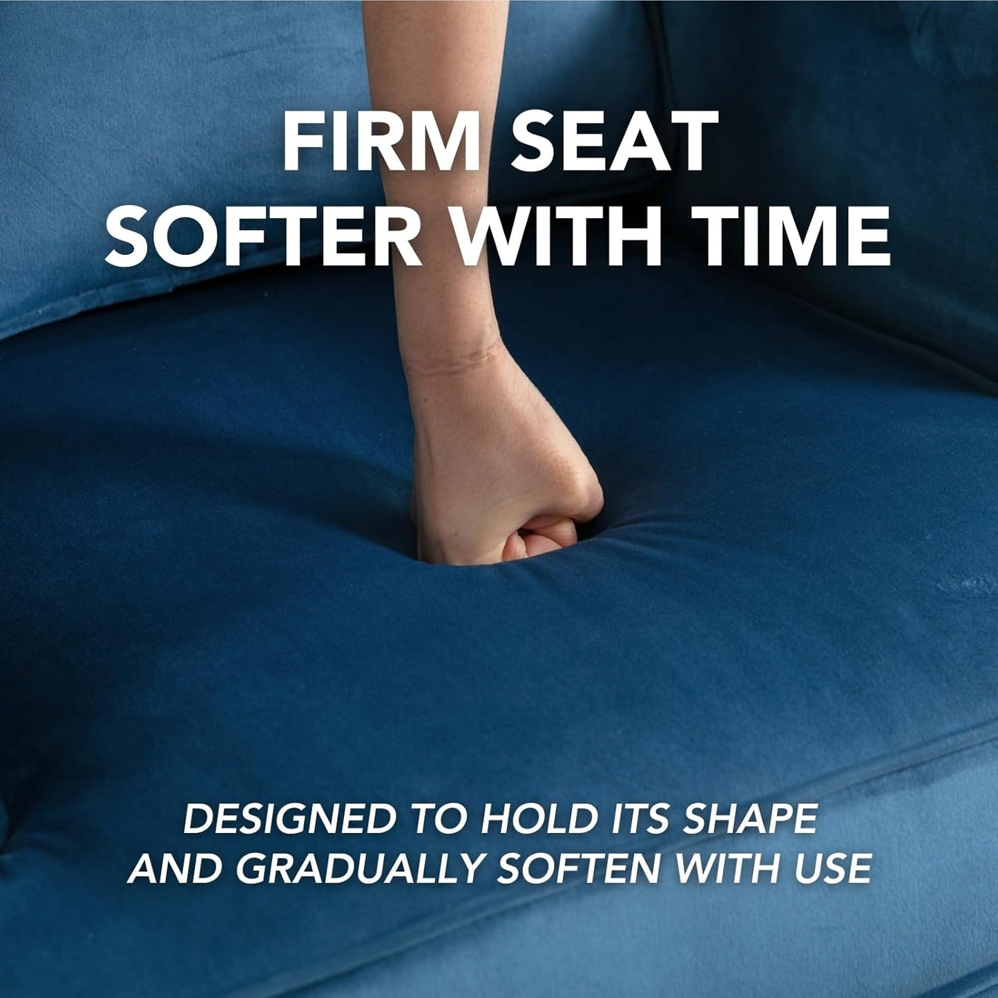 chairus Mid Century Modern Velvet Accent Chair Set of 2, Vintage Club Armchair with Firm Supportive Seat & Soft Backrest, Comfy Single Sofa Reading Chair for Living Room Bedroom Apartment, Blue