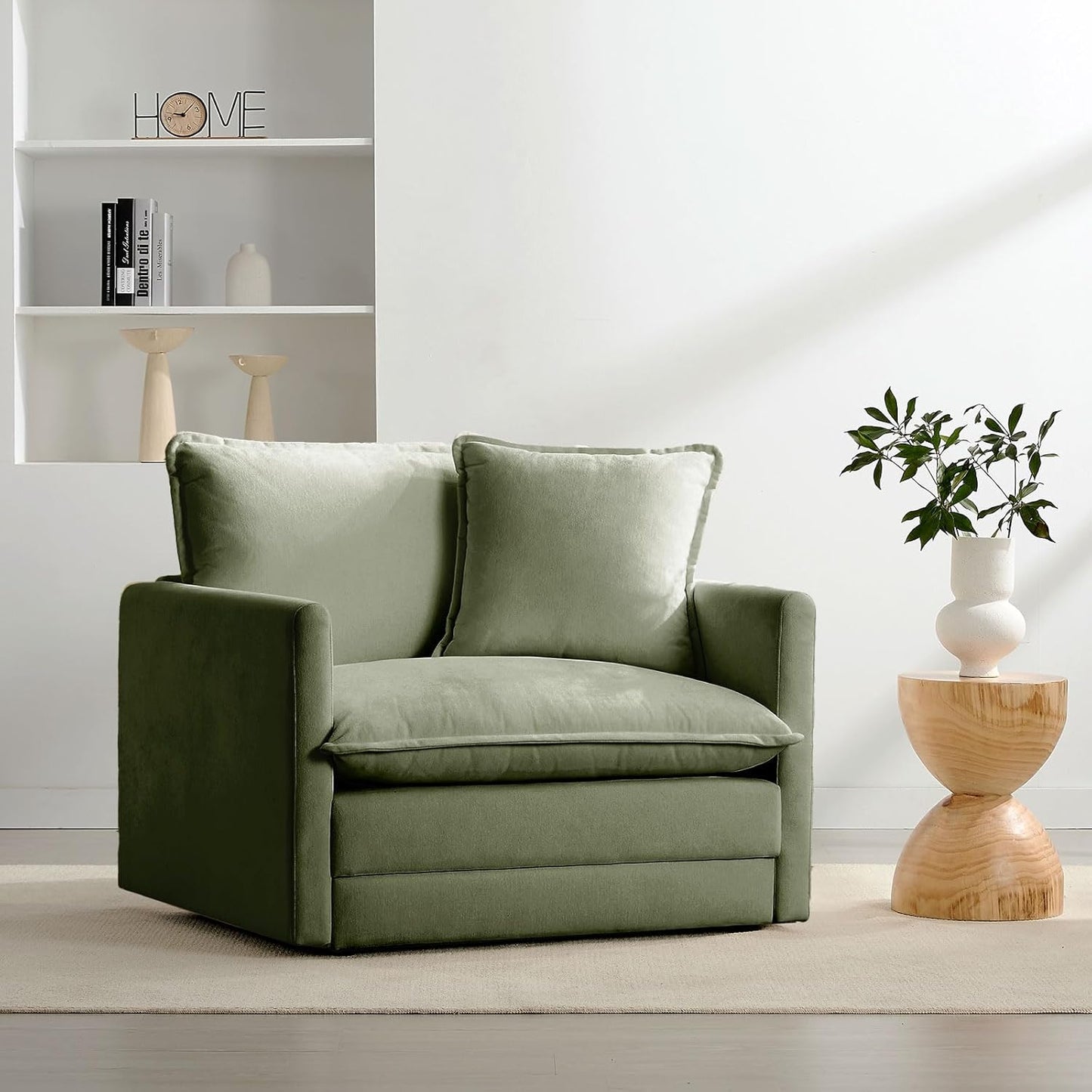 Chenille Oversized Accent Chair - 39”W Big Comfy Reading Chair, Modular Cloud Chair, Cozy Armchair for Living Room, Bedroom, Kids Room, Family Room, Reading Nook, Sage Green