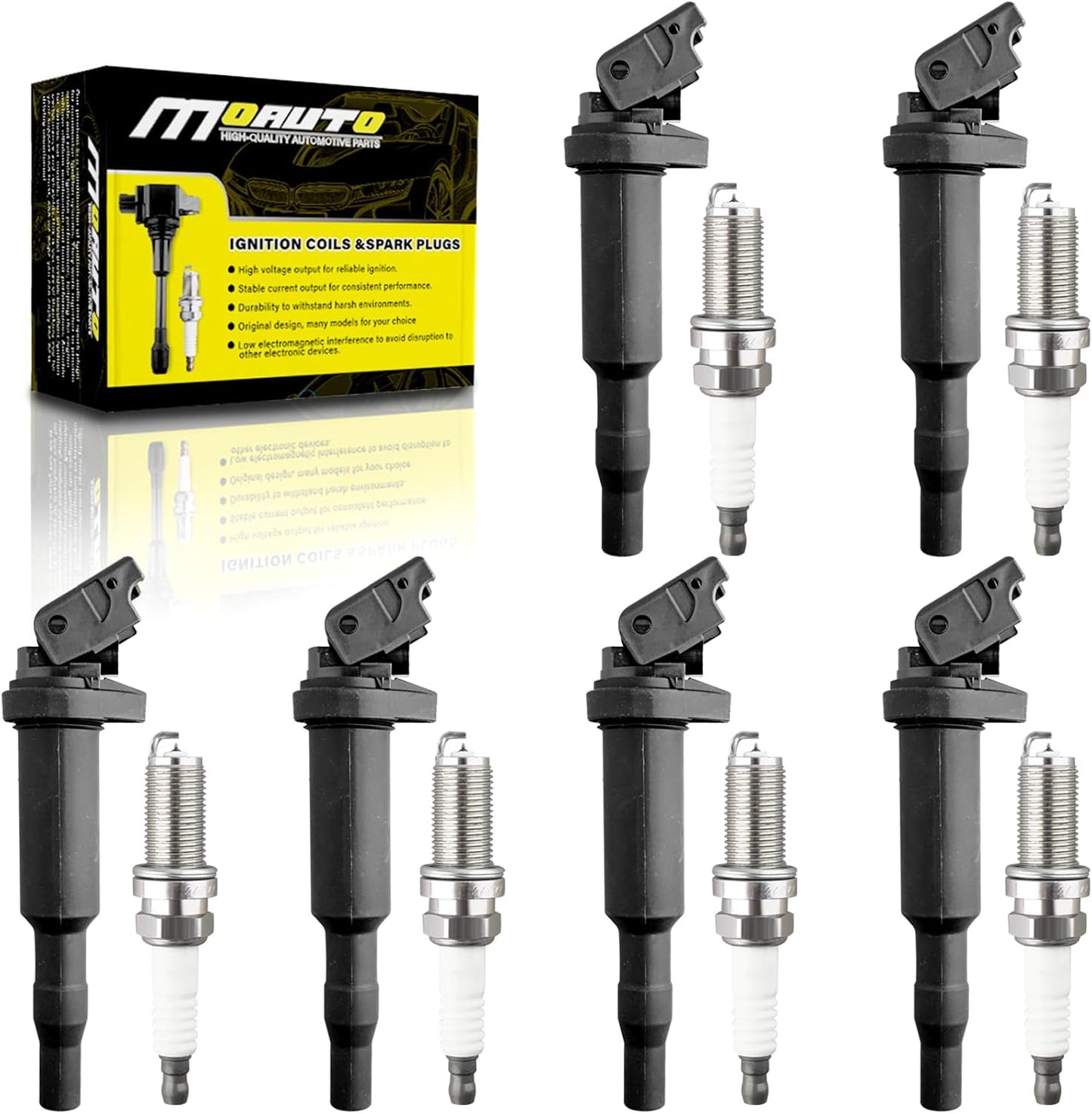 Set of 4 Ignition Coils Pack UF747 22433AA700 & 4 PCS Iridium Spark Plugs Compatible with Subaru XV Crosstrek Forester Legacy Outback - 2.0L 2.5L H4