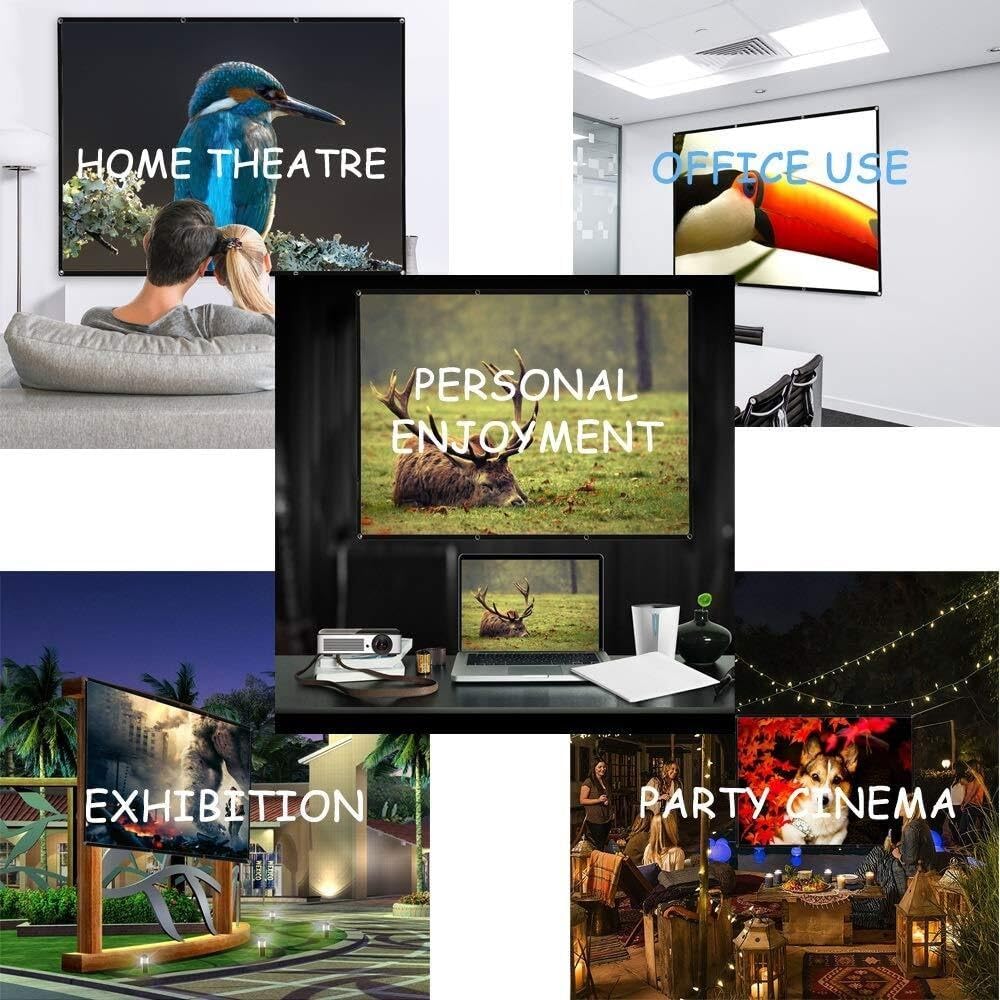 120 Inch 4:3 Foldable Projector Screen White Portable Home Theater Wall Mounted for 3D LED LCD DLP Projectors
