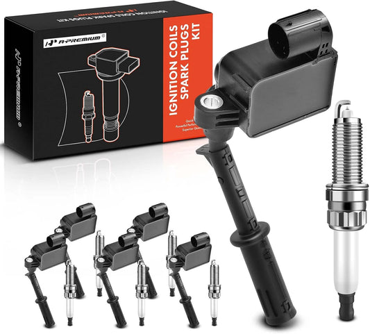 A-Premium Ignition Coil Pack and Iridium Spark Plugs Compatible with Mercedes-Benz ML350 2012 2013 2014 2015, 3.5L, 6-PC Set