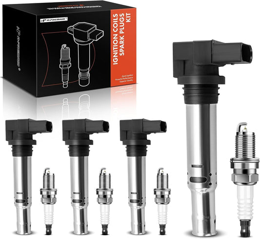 A-Premium Set of 8 Ignition Coil Pack and Iridium Spark Plugs Compatible with Audi A3 2009-2010/2012-2012 1.4L