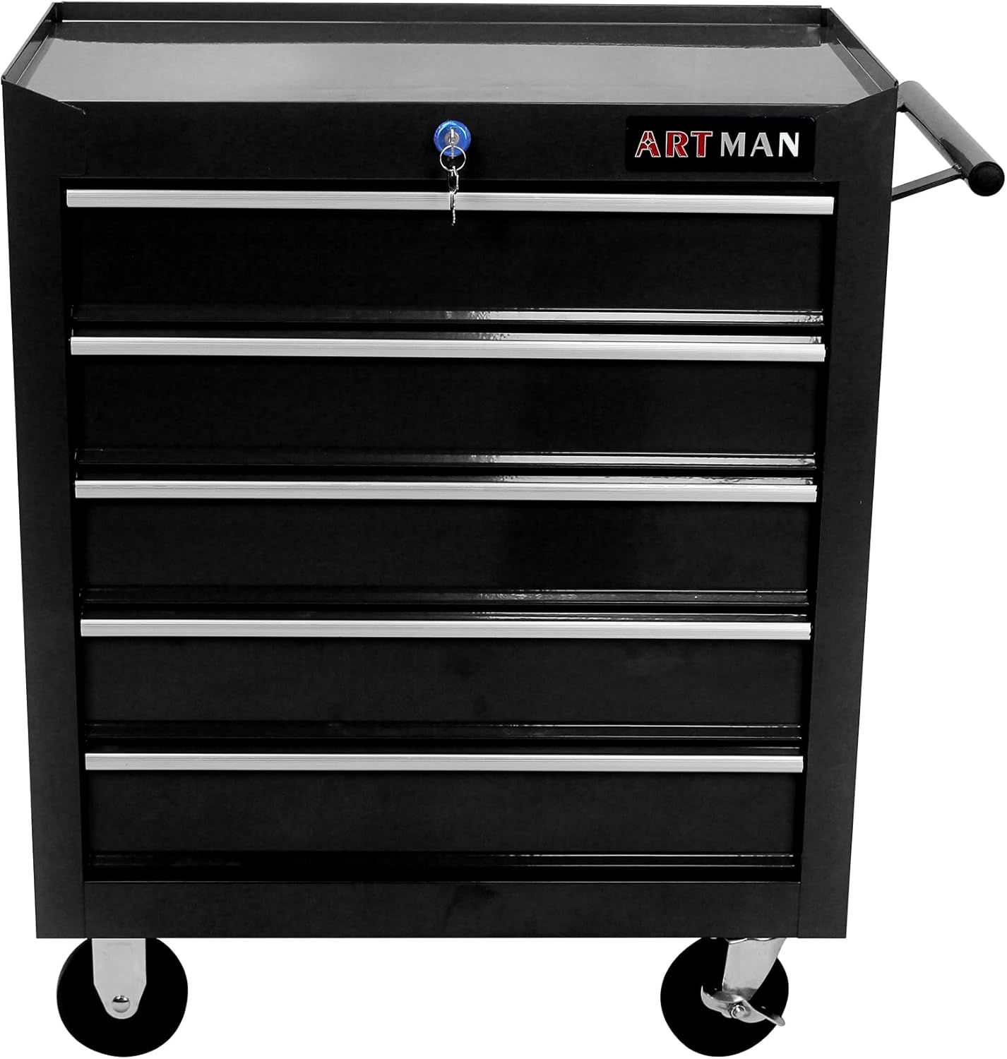 7-Drawer Metal Rolling Tool Chest with Wheels,Tool Storage Cabinet with Locking System,Multifunctional Tool Cart with Wheels for Garage, Warehouse, Workshop, Repair Shop (Black+Blue)