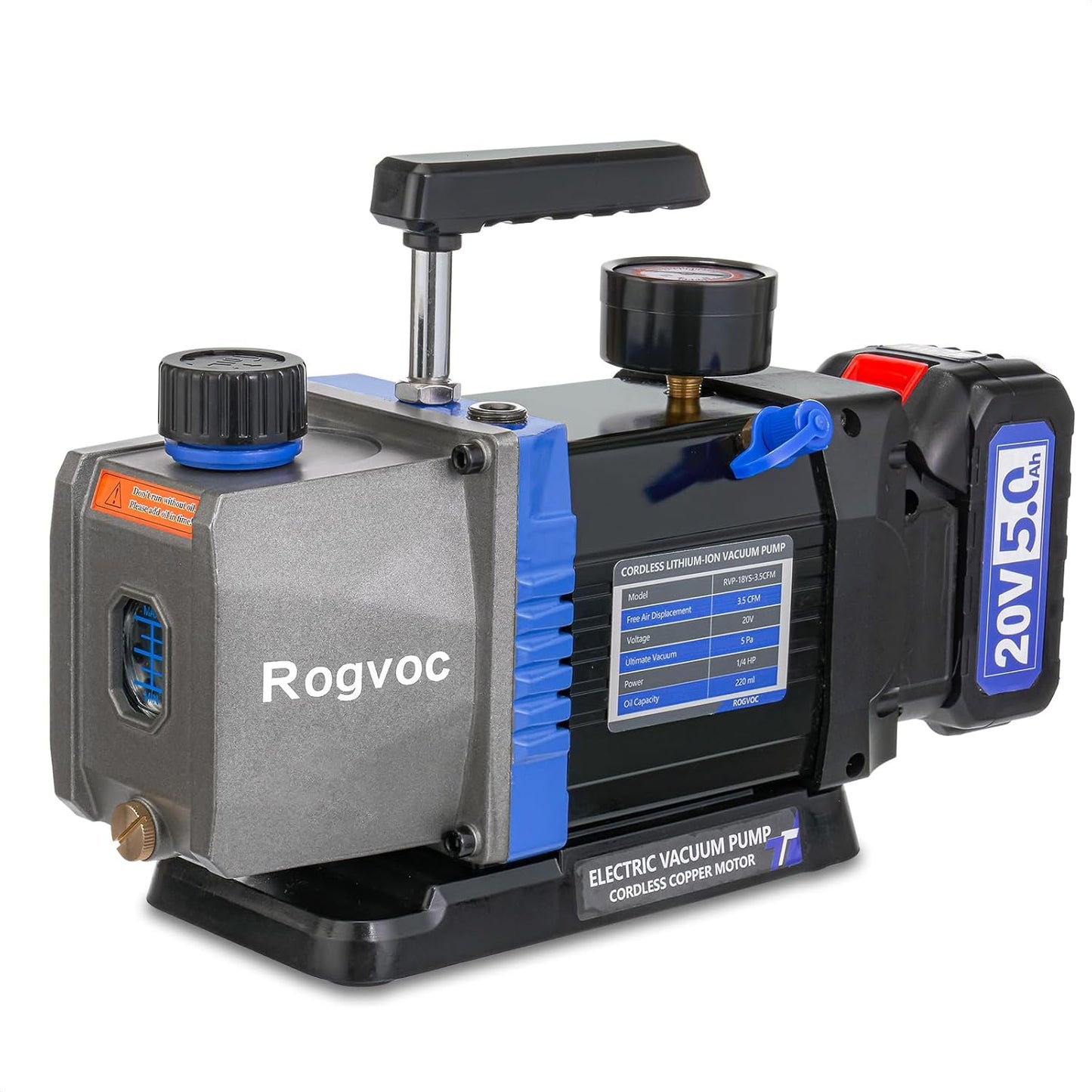 3.5 CFM Vacuum Pump, 110V 1/4 HP Single Stage Rotary Vane Air Vacuum Pump for HVAC/AUTO, AC Refrigerant Recharging, Applicable to R12 R22 R134a R410a