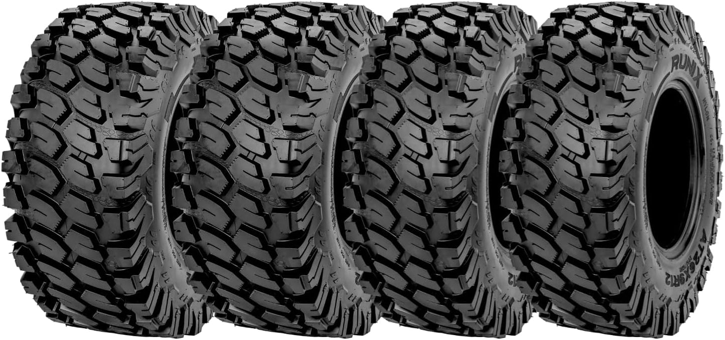RUNIX ATV UTV Radial Tires, RUNIX TerraVance, 27X9R14 Front, 27X11R14 Rare, Set of 4, Radial Tire, All Terrain, 6PR, Tubeless