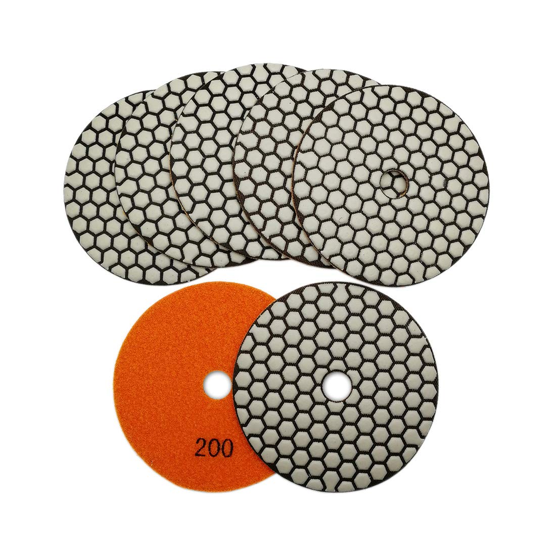 SHDIATOOL 5 Inch Dry Diamond polishing Pads Grit 50 for Granite Marble Quartz(7-Pack)