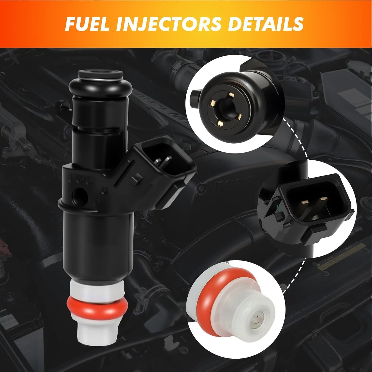 2003-2016 Fuel Injectors 6PS Fit for Honda Accord 03-07, Odyssey 05-17, Pilot 05-11, Ridgeline 06-14, for Acura MDX TL, for Saturn Vue 03-16 L4 V6 3.0L 3.2L 3.5L, Replace 16450RCAA01, 16450-RCA-A01