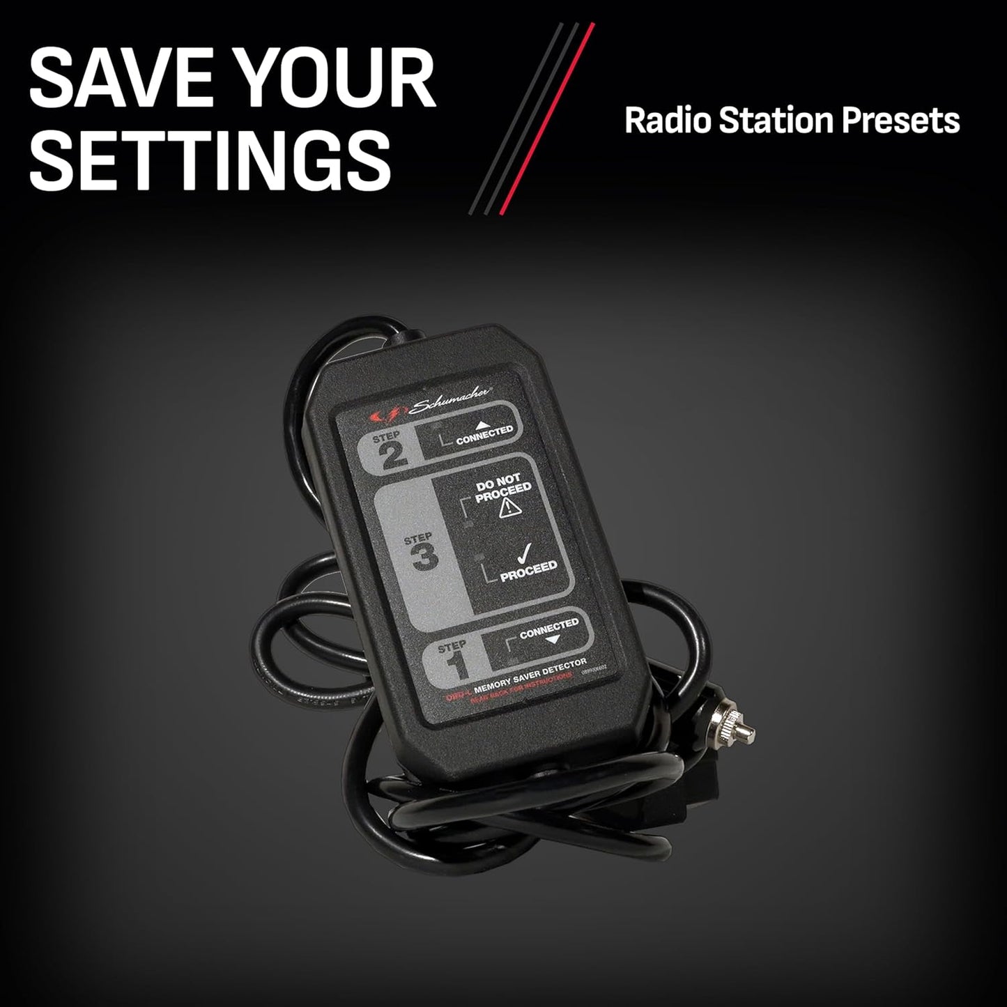 Schumacher Electric Automotive Memory Saver, OBD-L, for Cars, Trucks, SUVs and More, Saves Your Vehicle’s Settings During Battery Maintenance or Removal, OBDII Compatible