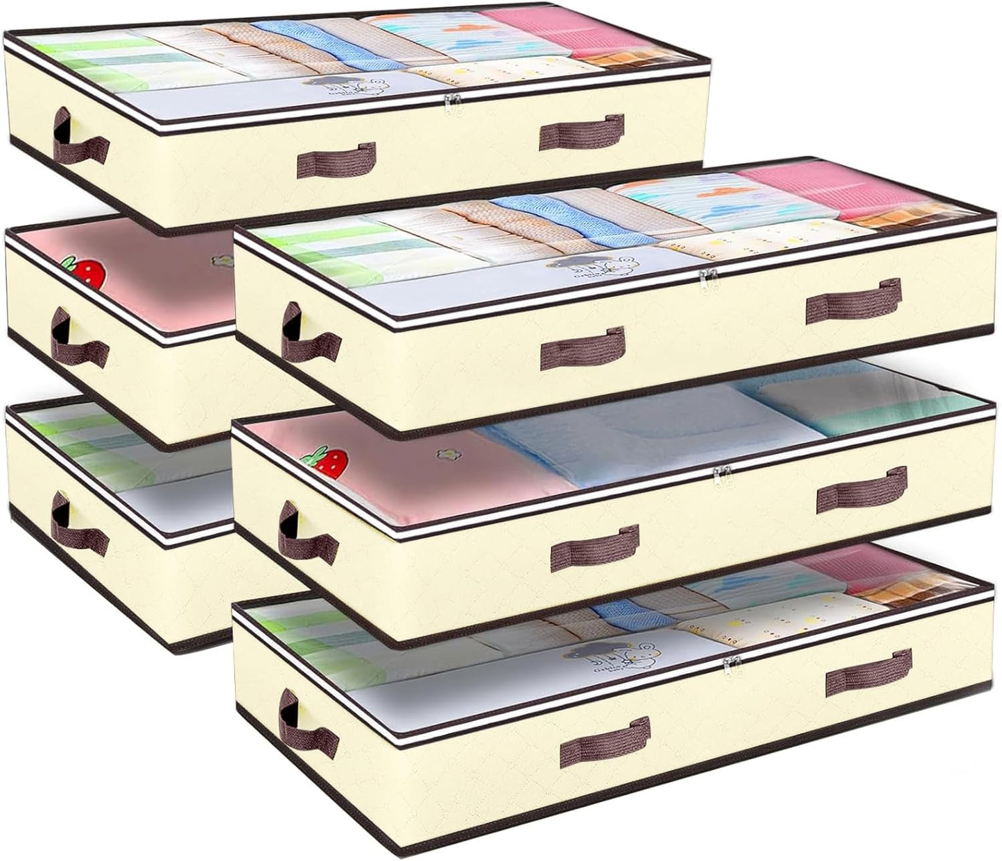 Budding Joy 90L Under Bed Storage Containers, Closet Organizers and Storage Bins, Foldable Underbed Storage Bags for Blanket, Clothing, Comforter, Sweaters, Pillows, Linen Sheets, Wrapping Paper, Grey