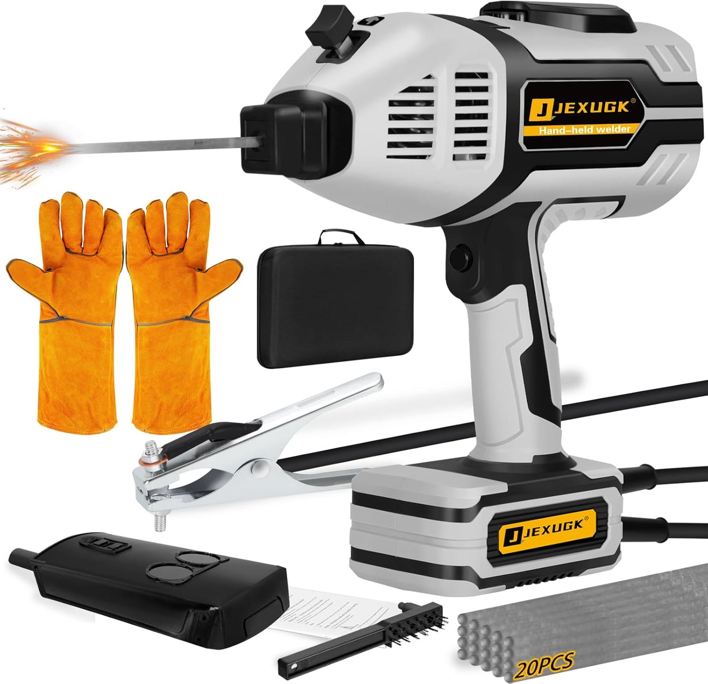 180A Handheld Portable Welder Machine, 110V Small ARC Welders Soldadora with 20PCS Rods & IGBT Inverter 5 Variable Current Adjustment, Small Maquina De Soldar Portatil Gun for 3/32" Wire Rods