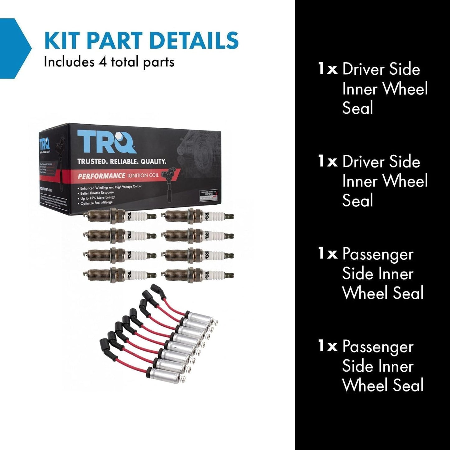 TRQ Performance Ignition Kit Spark Plugs Wire Set Red Compatible with 02-06 Cadillac 97-07 Chevrolet 99-07 GMC 03-07 Hummer 99-02 Pontiac