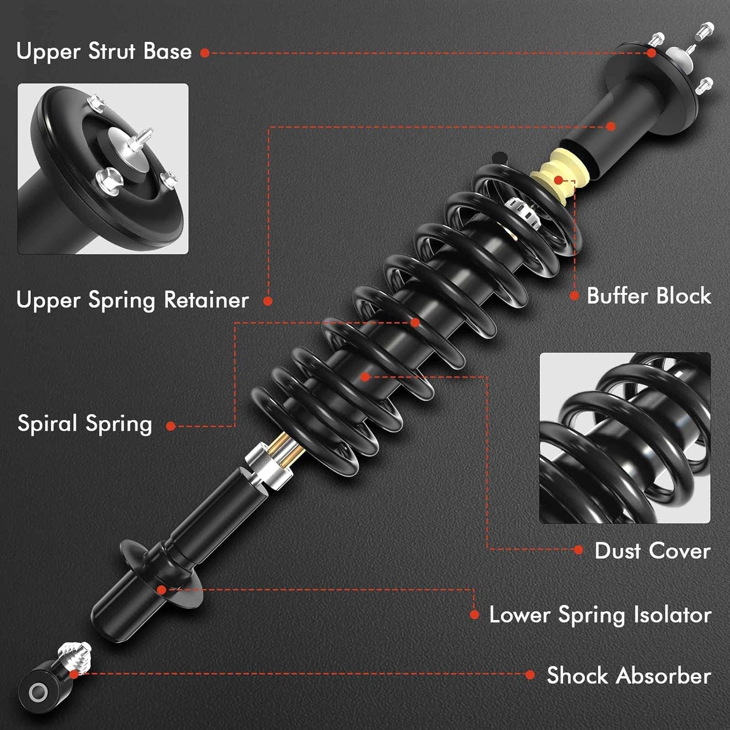 A-Premium Front Complete Strut & Coil Spring Assembly with Acura TL 2009-2014, FWD, 2-PC Set