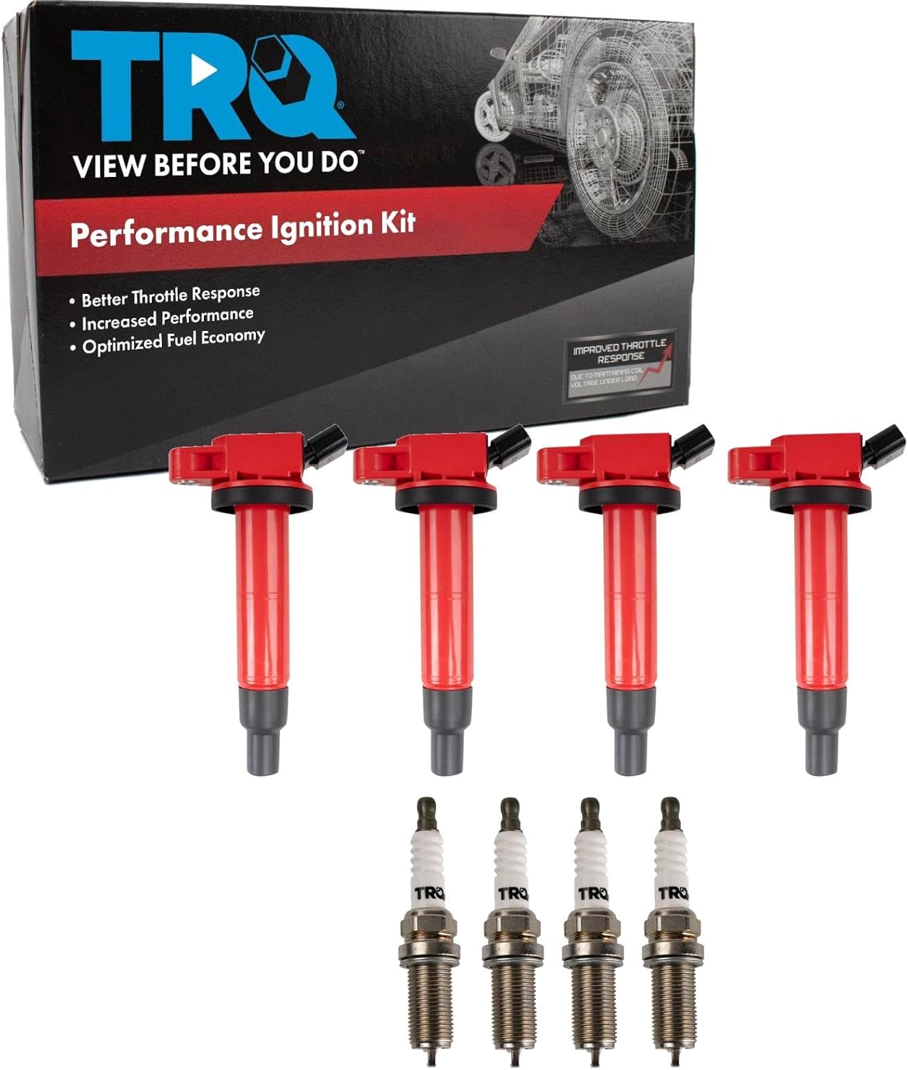TRQ Ignition Kit Ignition Coil Spark Plugs Compatible with 92-01 Ford 91-97 Lincoln Mercury